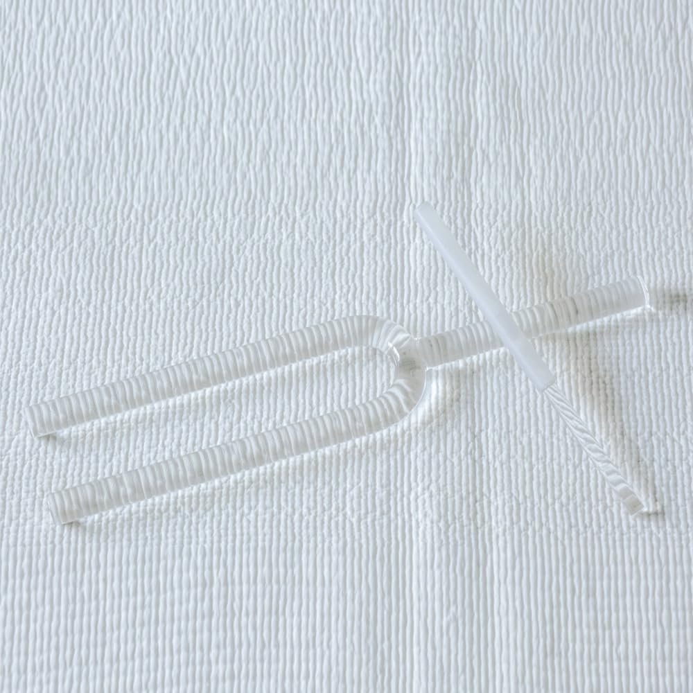 432Hz Clear Crystal Tuning Forks Set - 3 Piece Chakra Healing Instruments (C, E, A Notes) with Free Crystal Striker for Yoga, Meditation & Sound Therapy | Perfect for Energy Balancing, Reiki Sessions & Holistic Wellness Practices