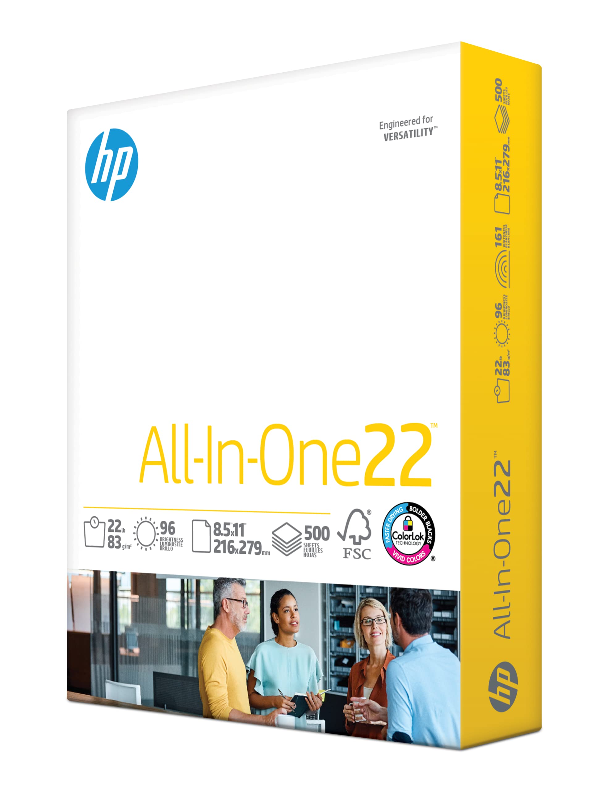 Premium HP Printer Paper 8.5 x 11 Inches - 22 lb Heavyweight Multipurpose Paper, 500 Sheets/Ream, 96 Brightness, FSC Certified, Made in USA (207010R) - Ideal for Office Documents, School Projects & Professional Printing