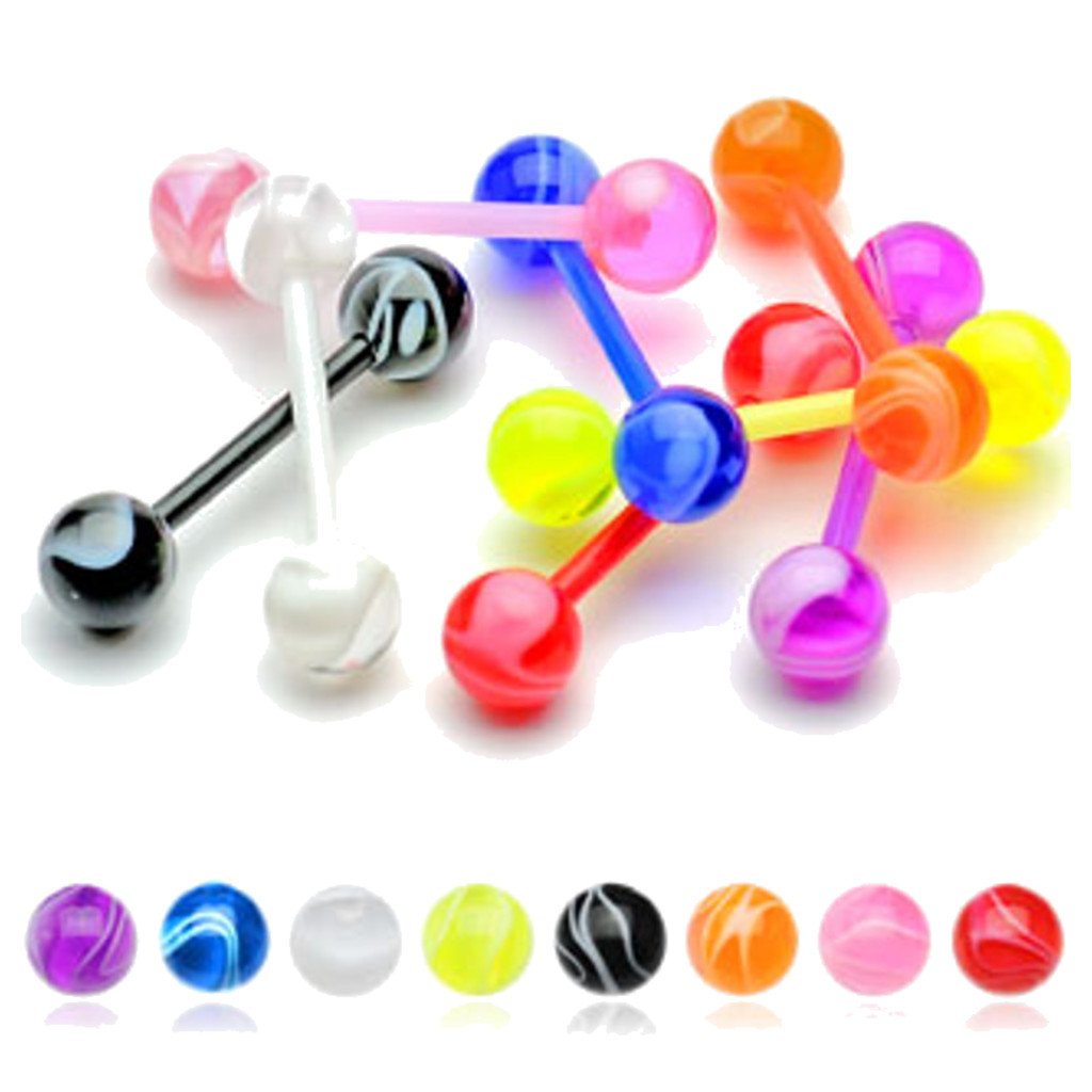 8 Flexible Acrylic Tongue Lip Eyebrow Barbell Rings - 5/8