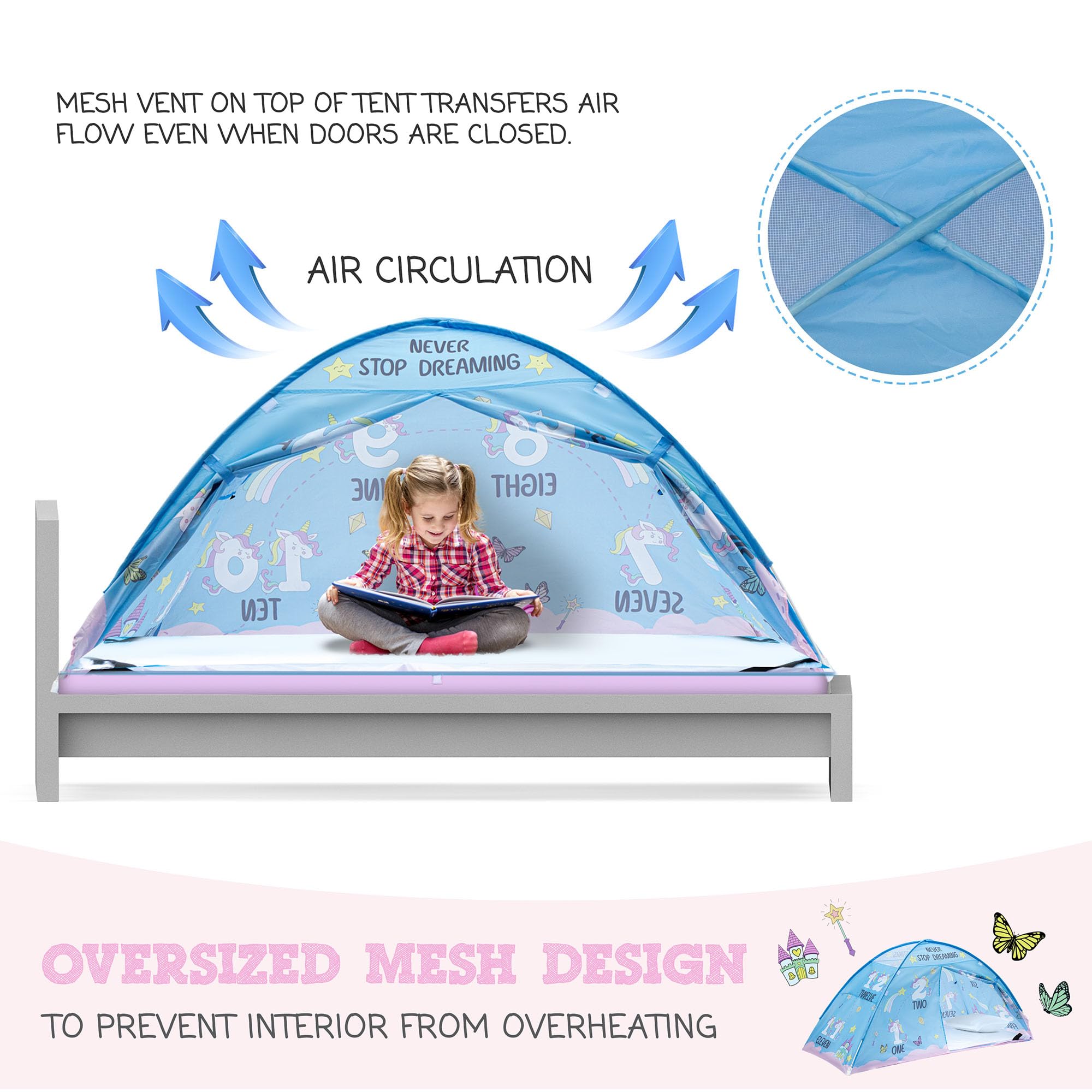 Pink Unicorn Bed Tent for Kids - Magical Dream Canopy for Girls & Boys - Perfect for Bunk Beds & Indoor Play