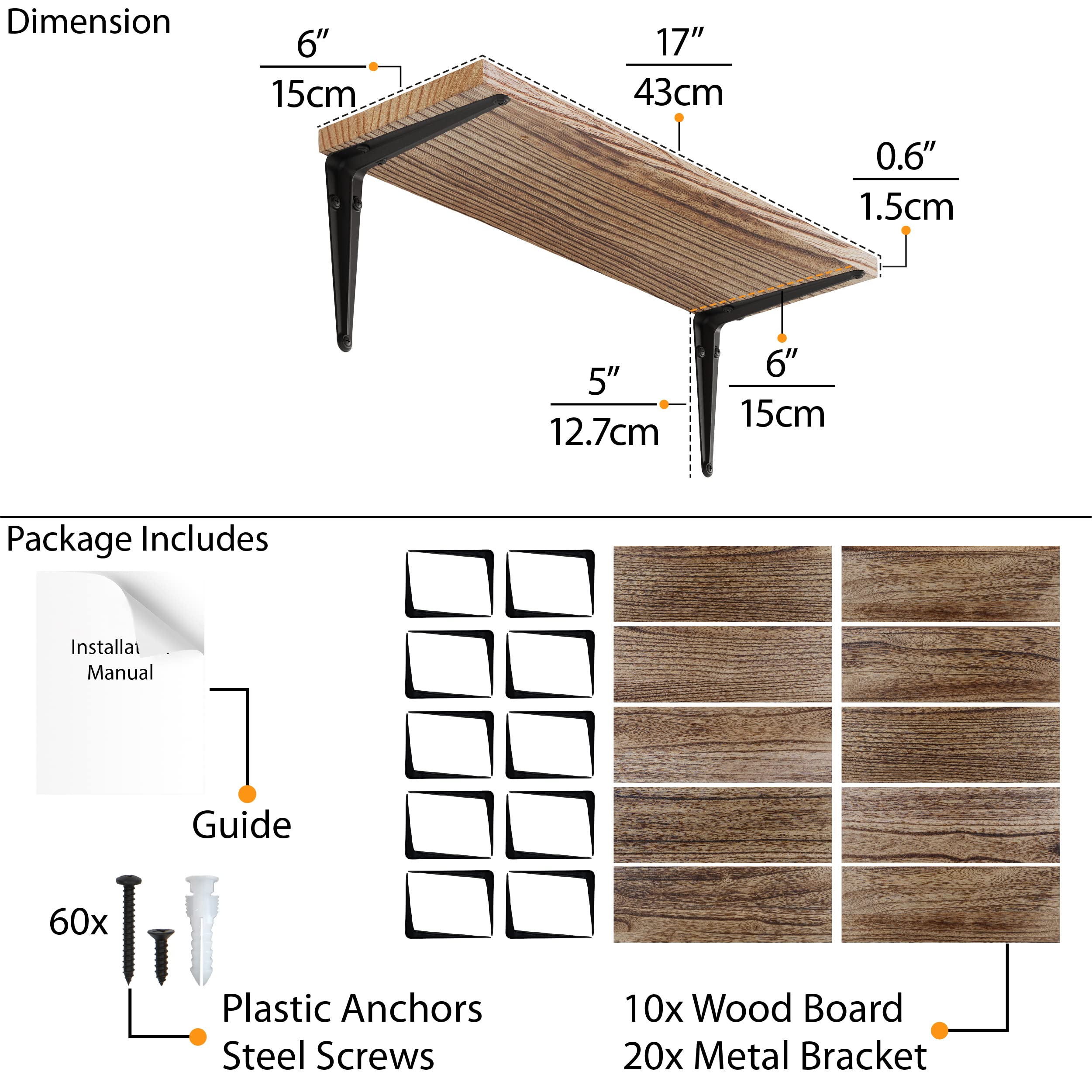 Wallniture Arras Floating Shelves Set of 8 - 17
