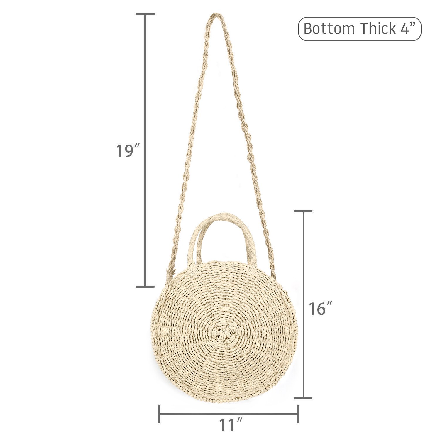Women's Straw Beach Bag - Handwoven Round Rattan Crossbody Shoulder Bag for Summer Vacation, Pool Party & Boho Fashion Accessory