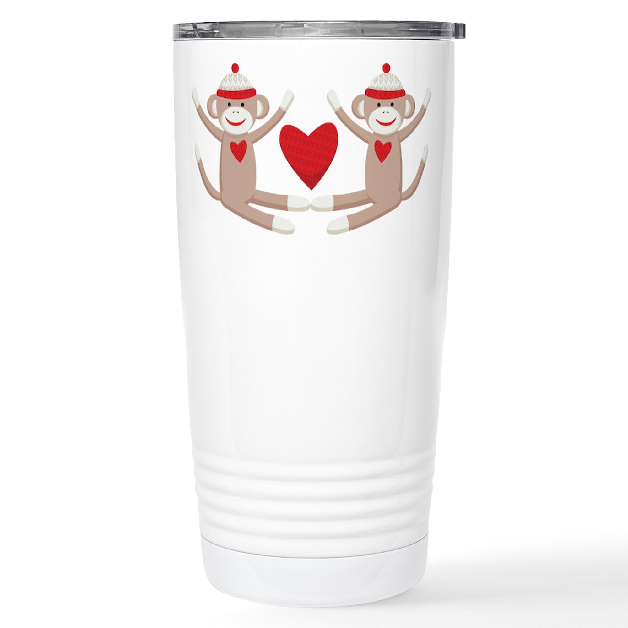 Couples Sock Monkey 20oz Stainless Steel Travel Mug - Insulated Coffee Tumbler for Hot & Cold Drinks - Perfect for Couples Gifts, Travel, Office & Camping