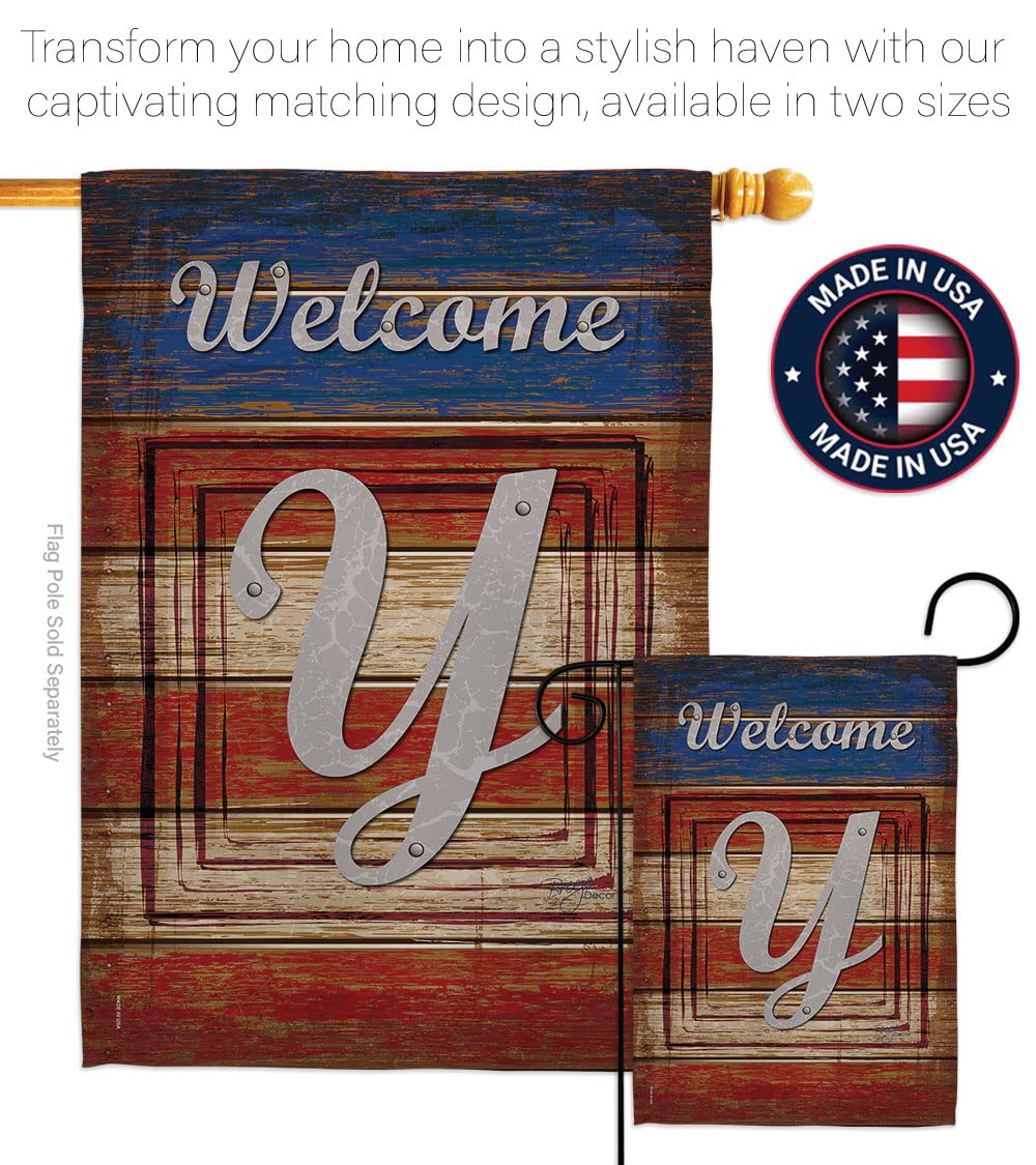 Y Initial Patriotic House Flag Set 28x40