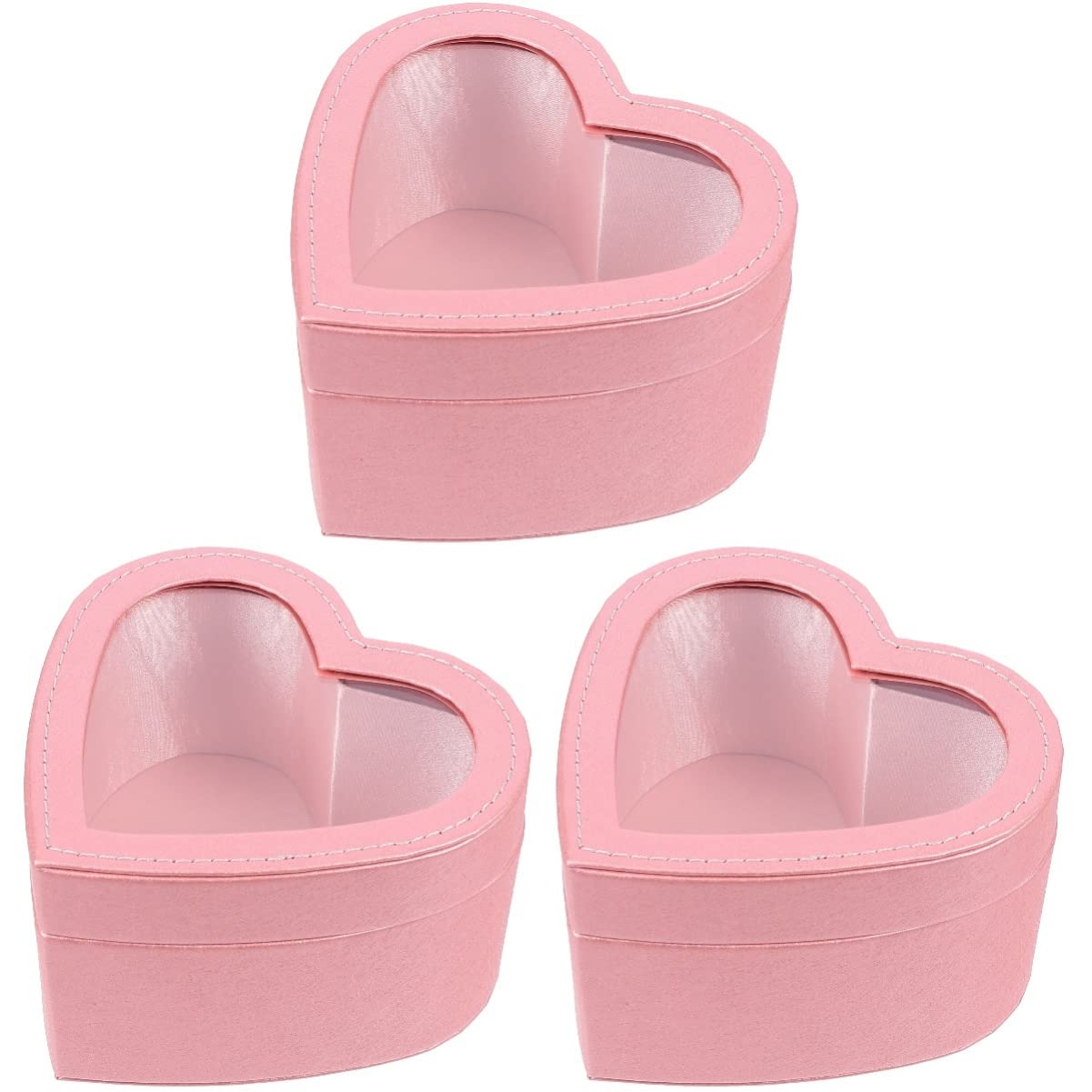 COHEALI 3-Piece Heart Shaped Flower Storage Box Set - Preserved Rose Display Case with Lid for Wedding Decor, Anniversary Gifts & Floral Shop Display