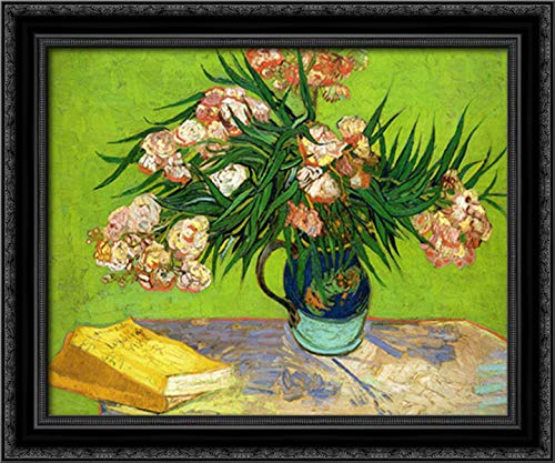 Vincent van Gogh Framed Canvas Art - 24x20 Inch Black Ornate Wood Wall Decor | Oleanders and Books Reproduction | Perfect for Living Room, Bedroom & Office Decor