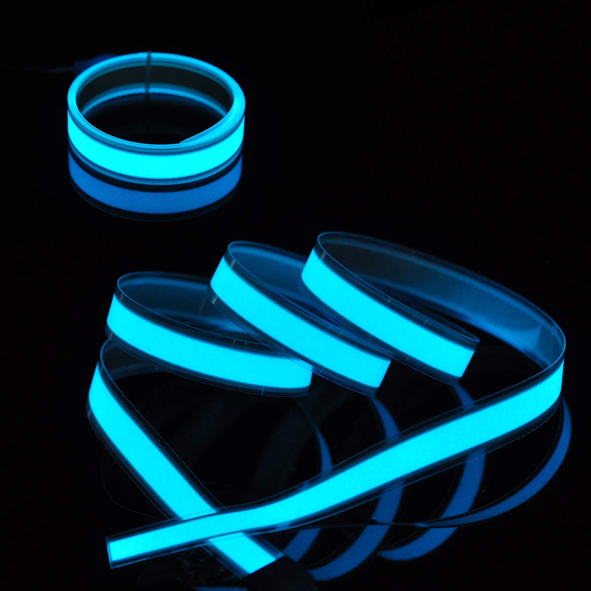 Lychee® 3 Ft (1M) Neon Glowing EL Wire Rope - Electroluminescent Strobe Light Tape with Battery Pack for Cosplay, Burning Man Festival, Rave Parties & Nighttime Decor (Ice Blue)