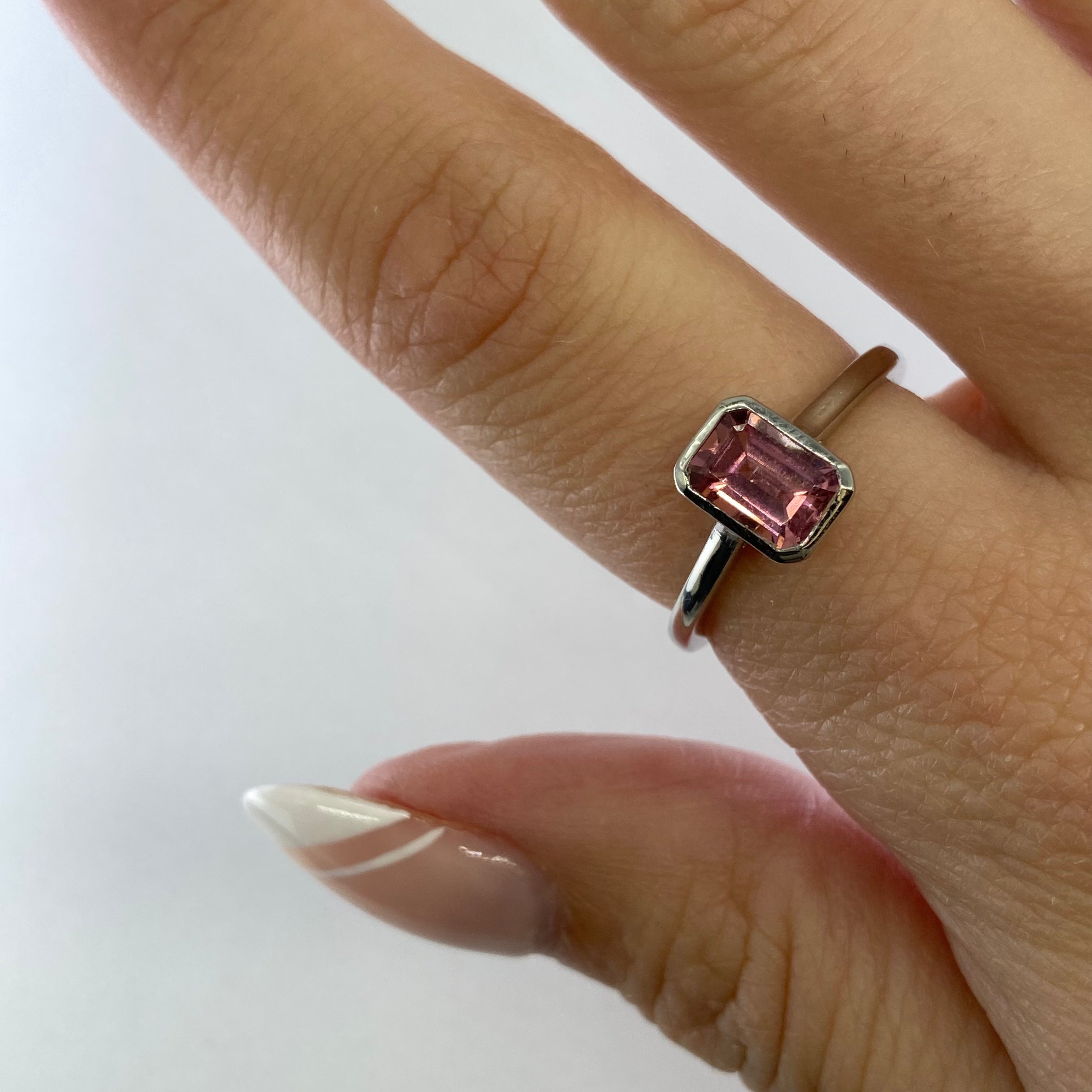 100 Ways Bezel Set Pink Tourmaline Ring 1.10ct Size 6.5 - Elegant Birthstone Jewelry for Women, Perfect for Valentine's Day Gift & Anniversary Celebration