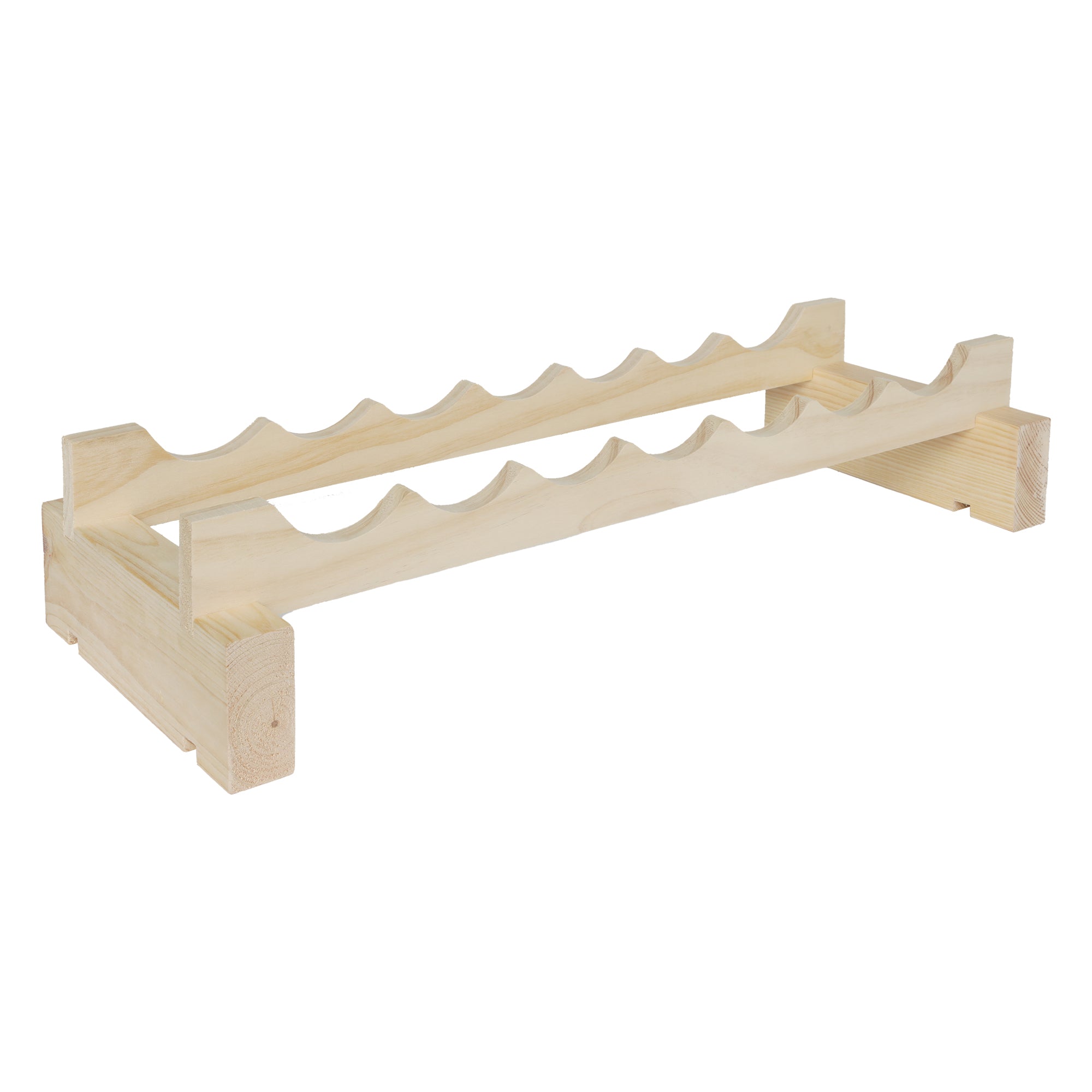 Modular 7 Bottle Wine Rack - Stackable Wooden Wine Storage Organizer for Kitchen, Bar, or Dining Room Decor