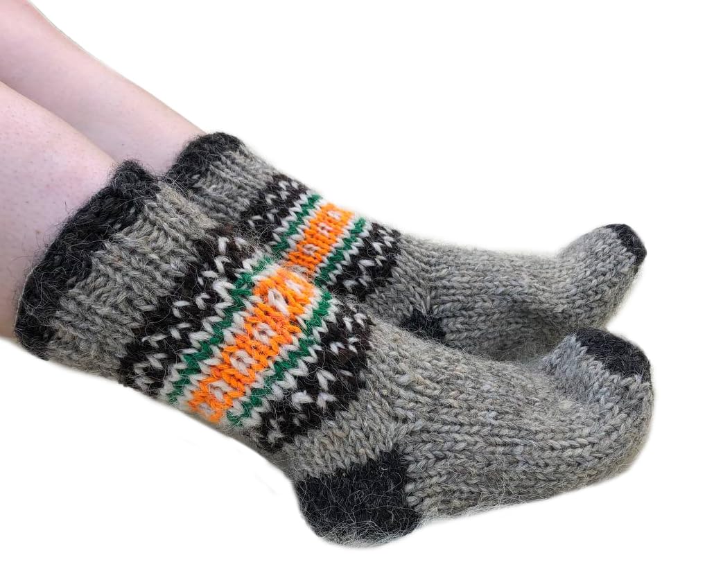 Premium Grey Wool Socks for Women (US 5-5.5) - Hand Knitted Thick Winter Socks, Organic Merino Wool, Extra Warm Bed Socks - Perfect for Cold Weather, Home Comfort & Outdoor Activities