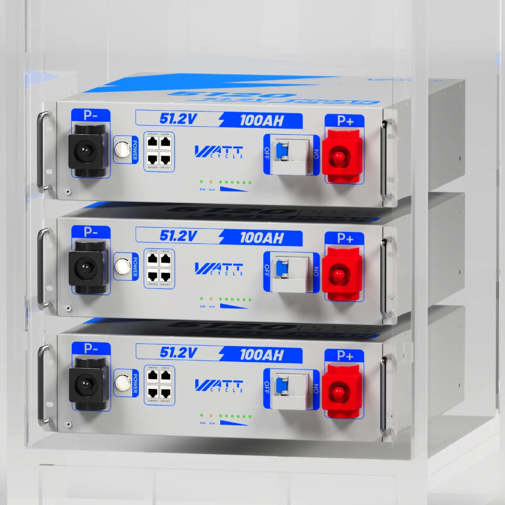 48V (51.2V) 100Ah 3U Server Rack LiFePO4 Battery with Bluetooth Kit - High Capacity Solar Energy Storage for Home & RV Use