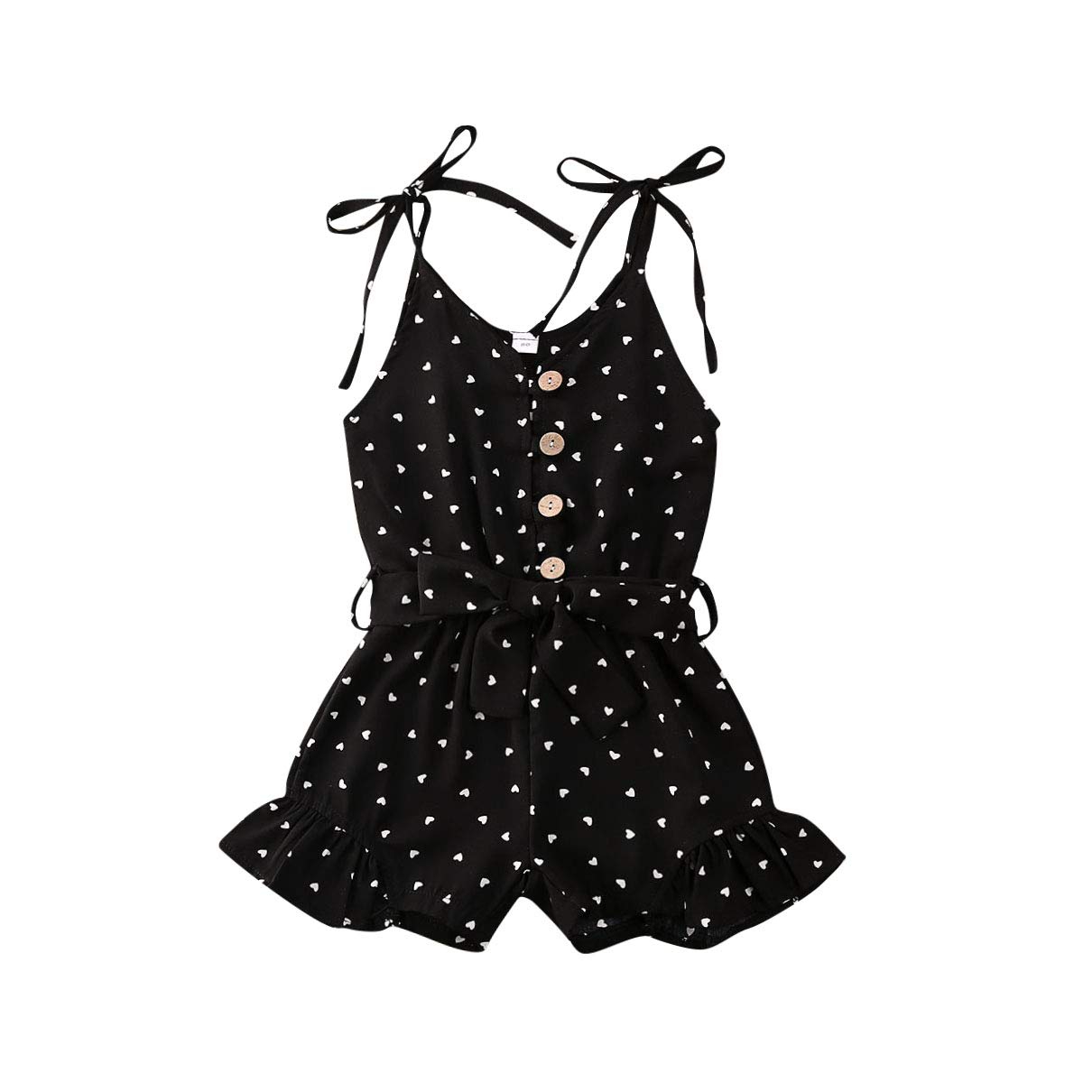 Girls' Sleeveless Halter Playsuit with Ruffle Shorts - Toddler Summer Romper Jumpsuit for Outdoor Play & Beach Vacation