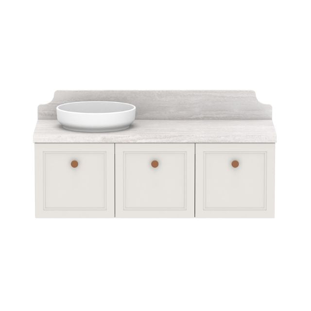 ADP Mabel Wall Mounted Vanity with Cherry Pie Premium Solid Surface Countertop - Modern Bathroom Sink for Small Spaces & Powder Rooms
