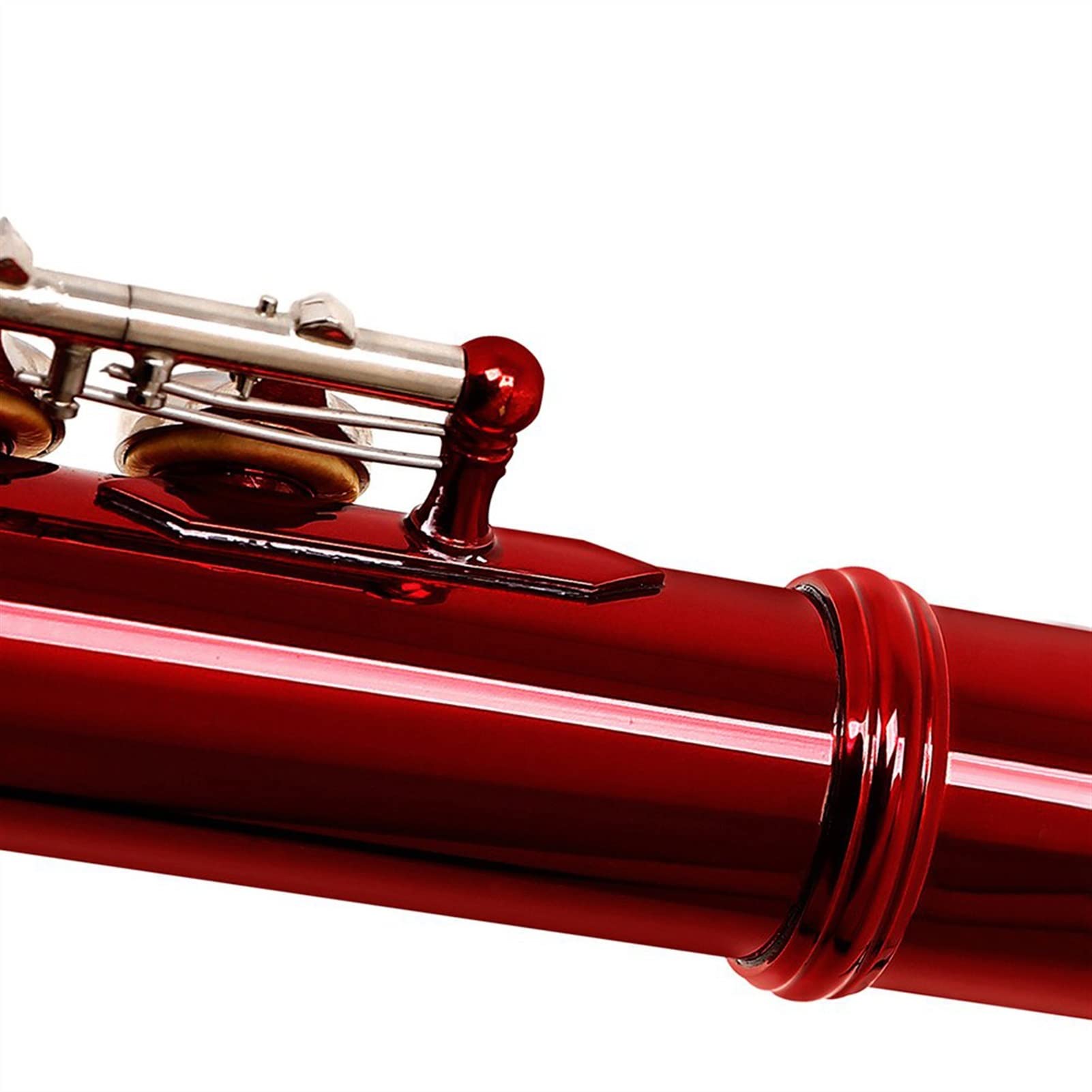 Professional 16-Hole Red C Key Flute with Silver-Nickel Keys - Concert Cupronickel Wind Instrument with Carrying Case - Perfect for Beginners, Students & Live Performances