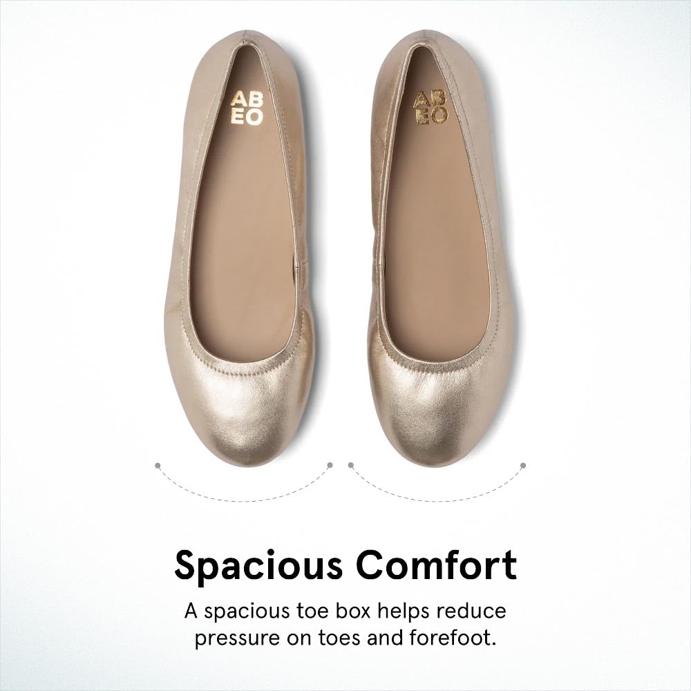 ABEO Promenade Women's Ballet Flats with Metatarsal Support | Comfortable Walking Shoes for Ball of Foot Pain Relief | Built-in Cushion Pads for All-Day Wear | Perfect for Work, Travel & Casual Outfits