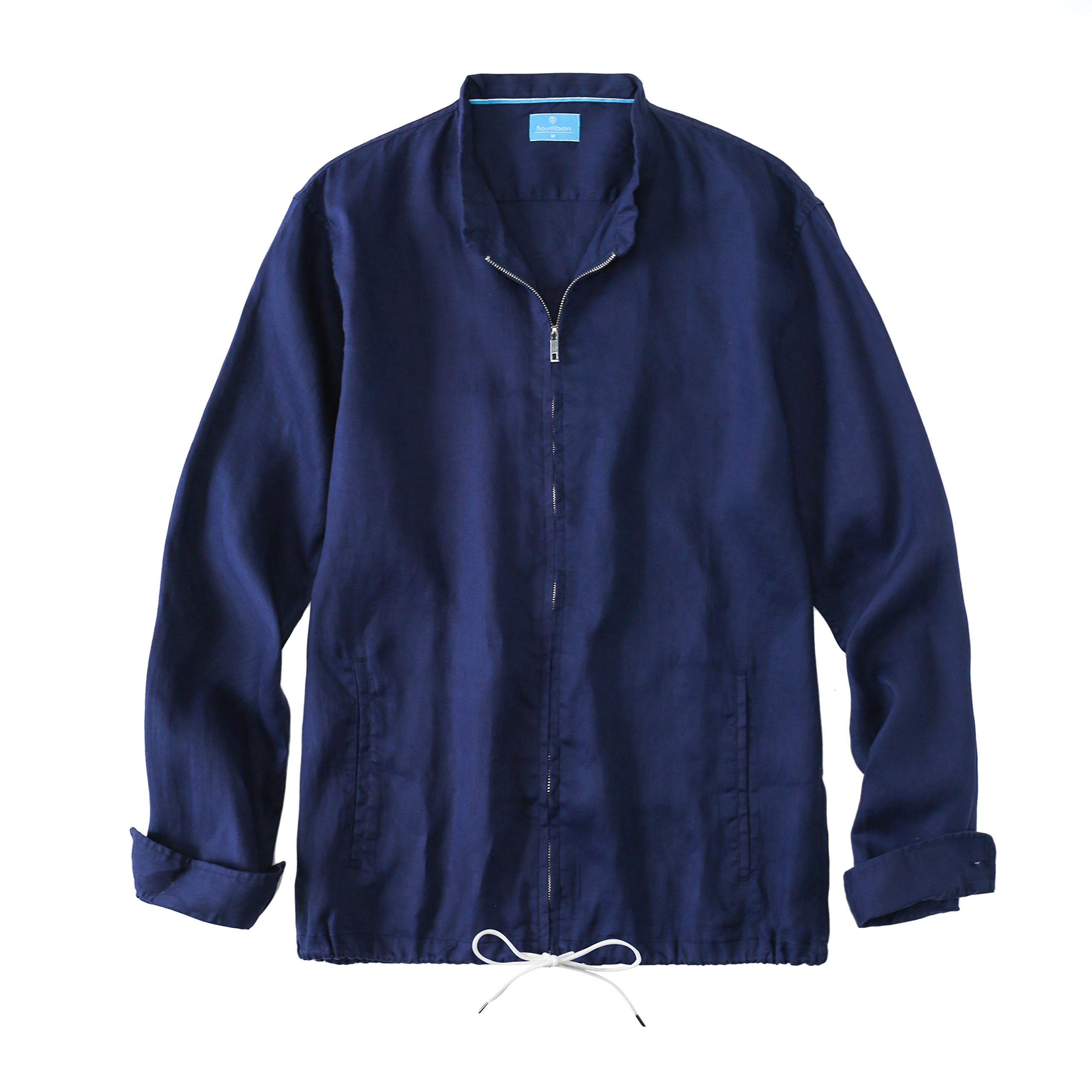 100% Linen Men's Casual Zip Up Jacket - Lightweight Breathable Summer Outerwear for Outdoor Activities & Travel