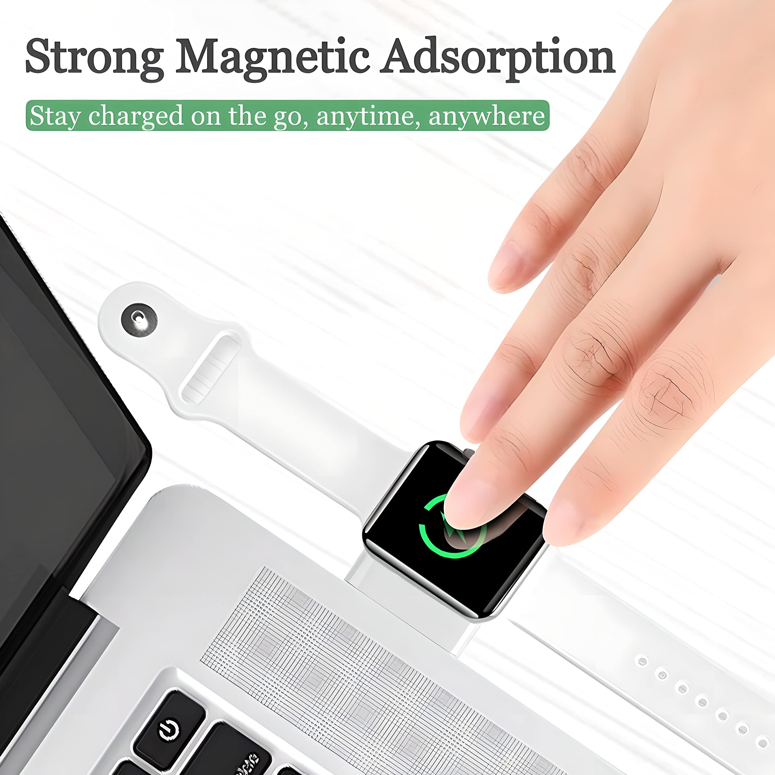 Compact Magnetic Wireless Charger for Apple Watch Series Ultra 2/Ultra/SE2/SE/10/9/8/7/6/5/4/3/2/1 - Fast USB Charging Pad with LED Indicator | Perfect for Travel, Office & Nightstand Charging