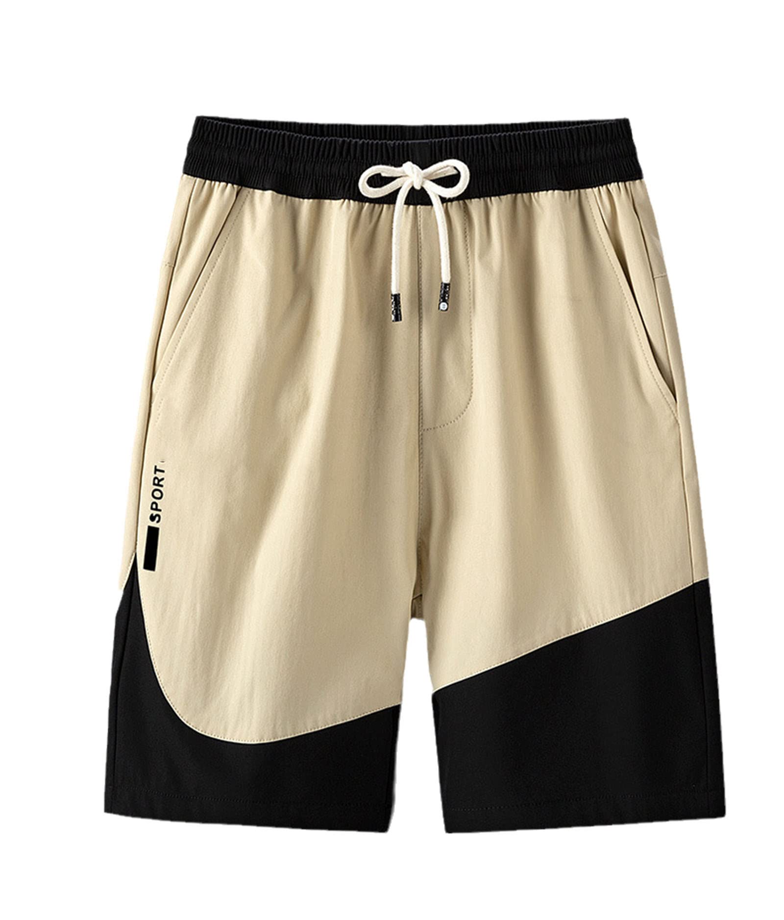Men's Summer Patchwork Sports Shorts - Elastic Waist Streetwear & Skateboard Shorts - Large Size for Casual Wear, Gym, and Outdoor Activities