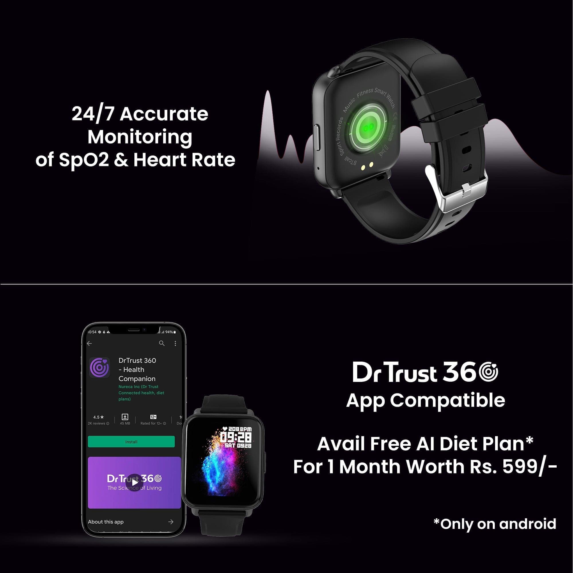Dr Trust USA Healthpal 2 Smart Watch - 1.7