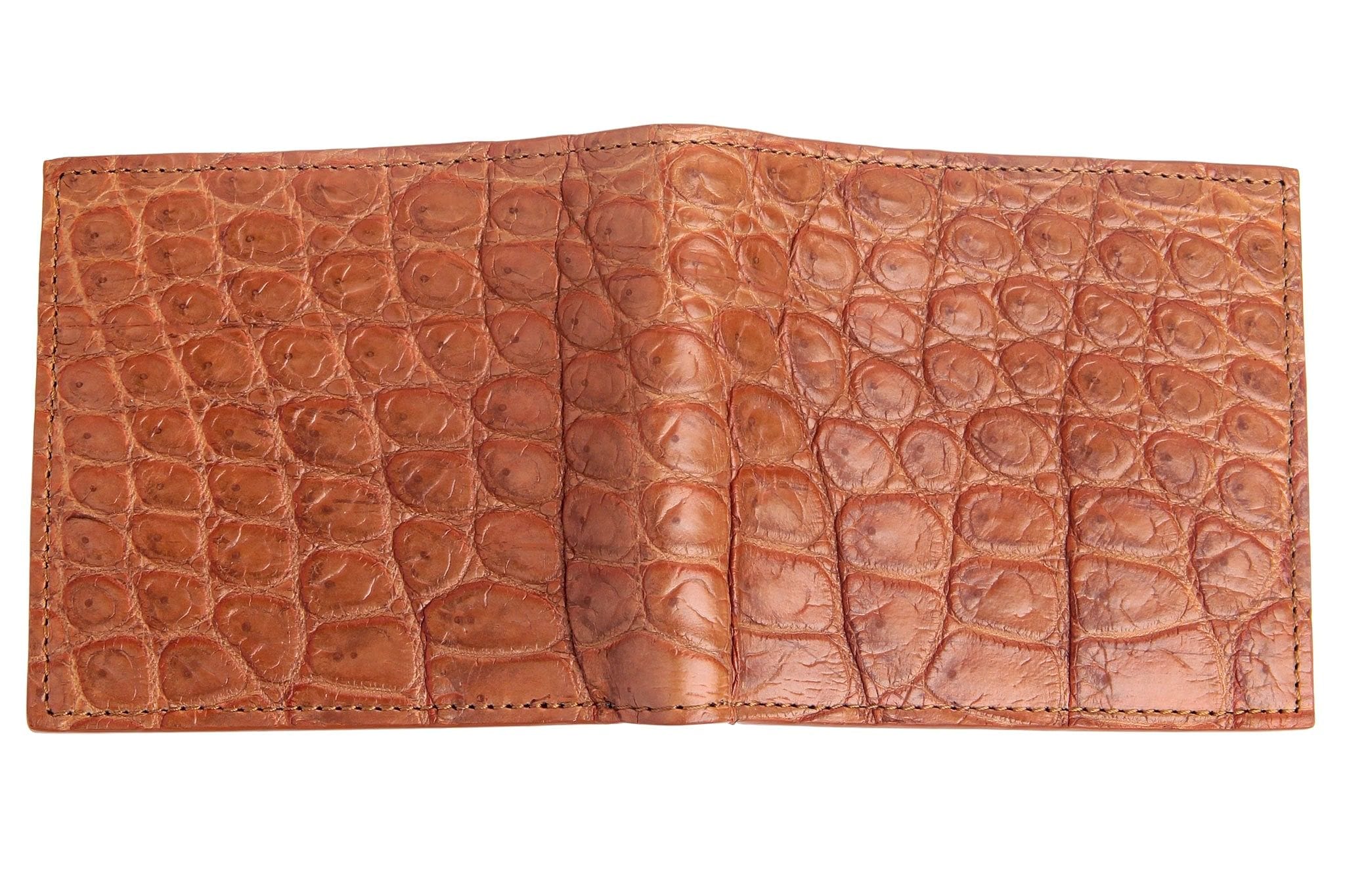 Premium Light Brown Genuine Crocodile Leather Men's Bifold Wallet - Slim RFID Blocking Credit Card Holder for Everyday Carry & Luxury Gift