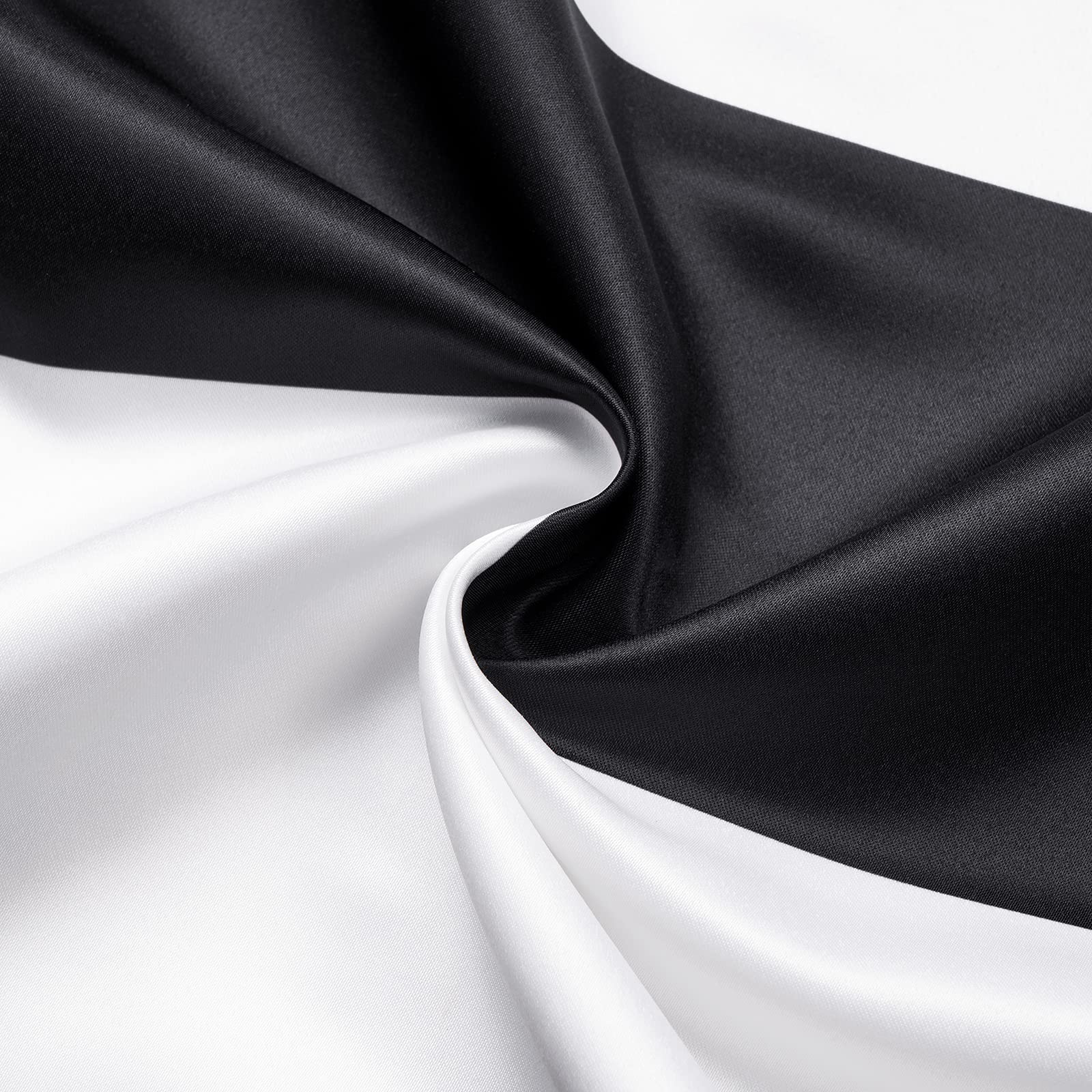 Black Striped Grommet Curtains 52x84 Inch - Set of 2 Panels for Bedroom & Living Room Windows