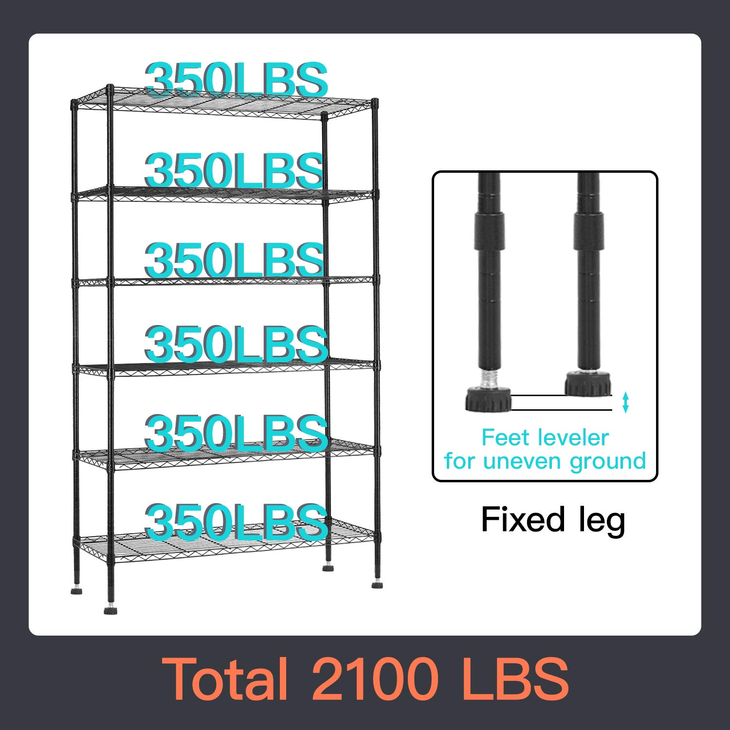 Commercial Wire Shelving Unit - Heavy Duty Adjustable Metal Shelves with Casters, 48x18x72 Black Steel Rack for Restaurant, Kitchen, Pantry & Garage Storage Organization