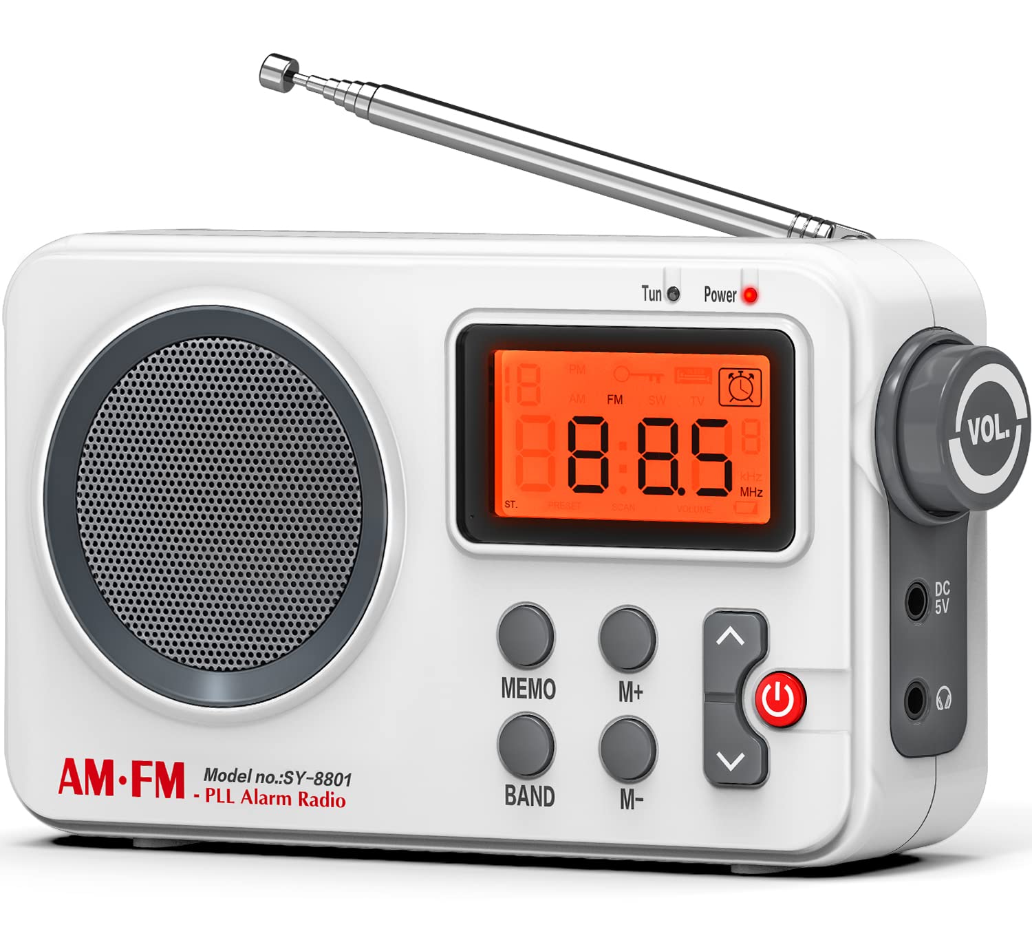 Portable AM/FM Transistor Radio with Excellent Reception & High Sound Quality - Digital Display, Alarm Clock, Manual Tuning & Headphone Jack - Perfect for Home, Office, Travel & Emergency Use