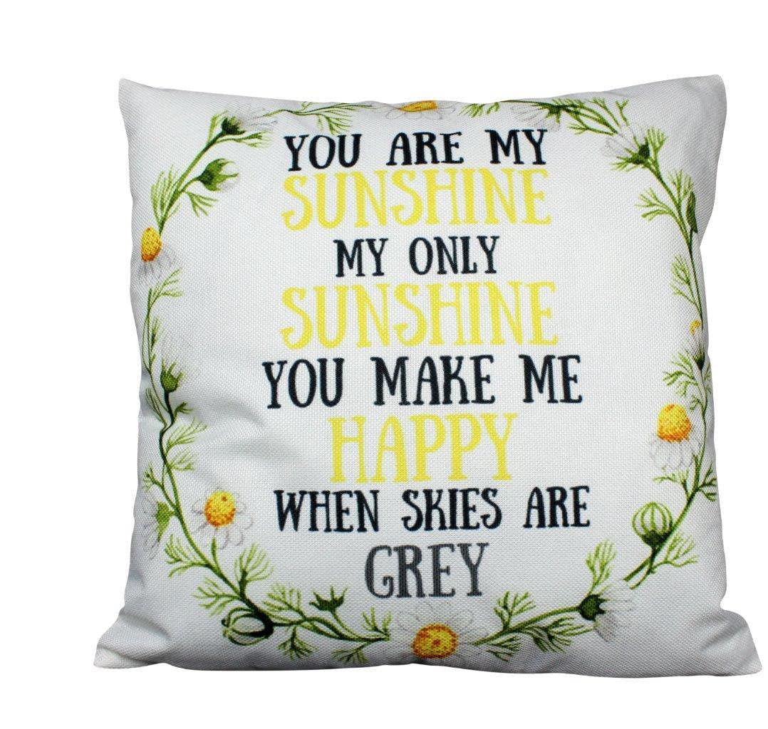 You Are My Sunshine Pillow Cover - Inspirational Nursery & Bedroom Decor - Famous Motivational Quote Gift for Her - Perfect for Baby Showers, Kids Rooms & Cozy Home Decor