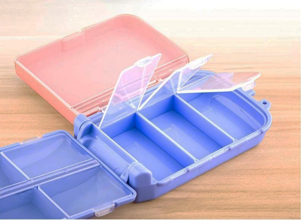 ToiM 8-Compartment Weekly Pill Organizer - Portable Plastic Medicine Storage Box for Vitamins, Pills & Supplements (Blue) | Perfect for Travel, Home & Daily Medication Management