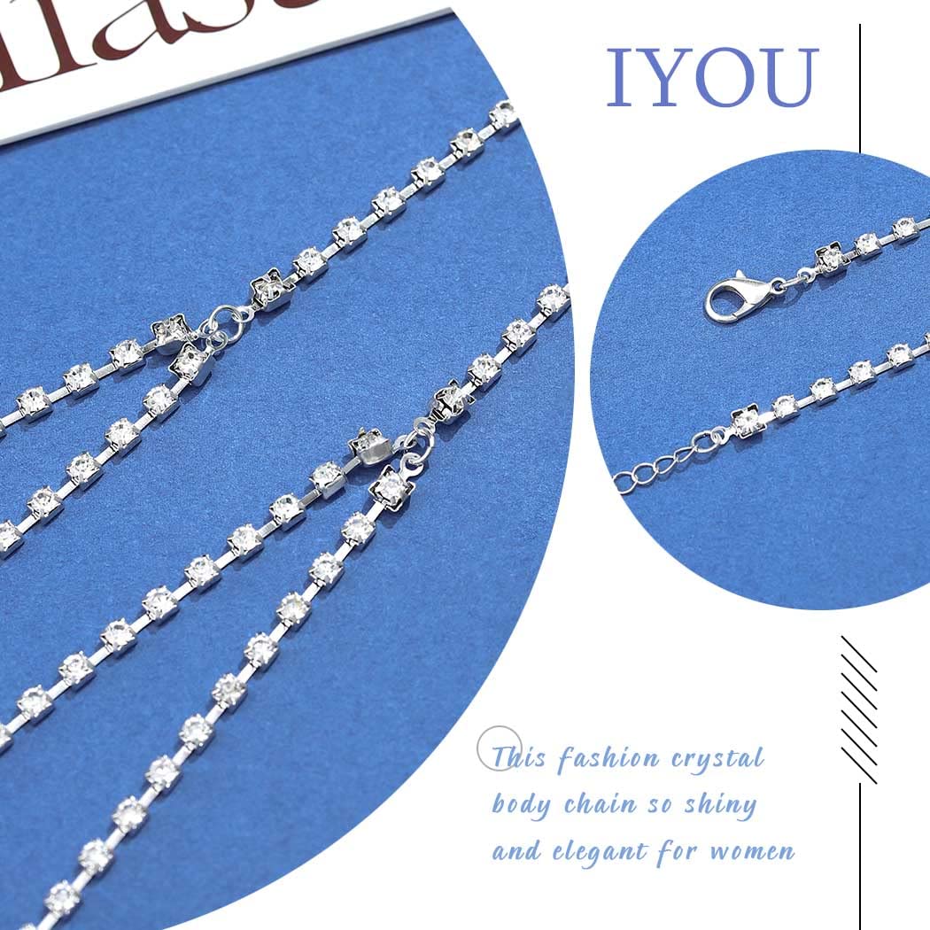 Sparkly Crystal Body Chain - Silver Rhinestone Bling Bra Chain for Women | Sexy Bikini & Nightclub Accessories | Perfect for Beach Parties, Music Festivals & Bachelorette Events