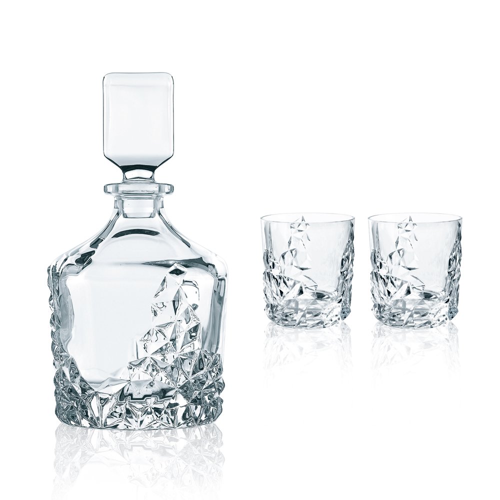 Nachtmann Sculpture Decanter and 2 Whiskey Glasses Set - Premium Crystal Clear Glassware for Scotch, Bourbon & Wine - Elegant Home Bar & Gift Set for Entertaining