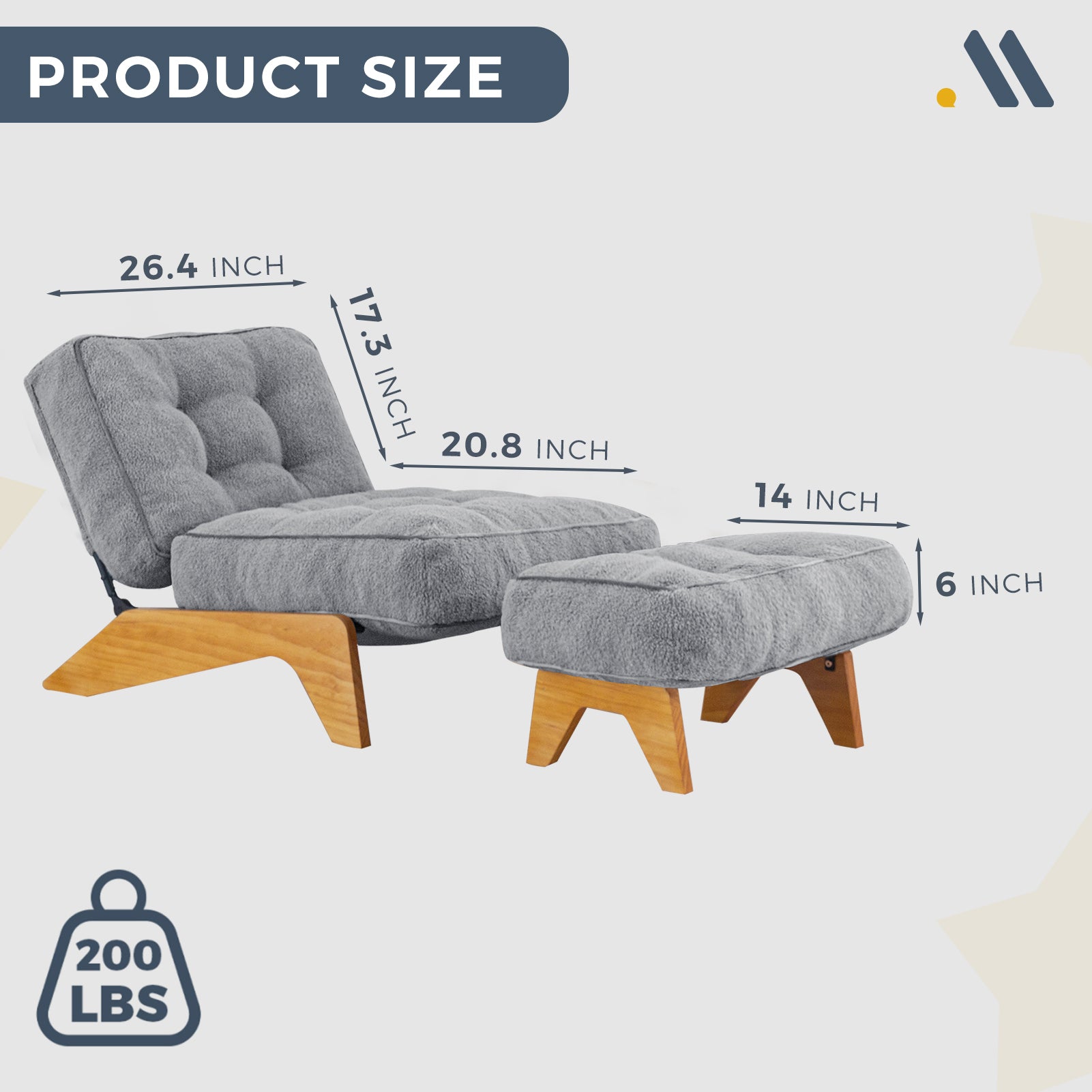 MAXYOYO Adjustable Accent Chair with Ottoman - Boucle Tufted Lounge Chair Set in Grey | Modern Living Room Furniture for Relaxing & Reading | Perfect for Home Office, Bedroom or Apartment Decor