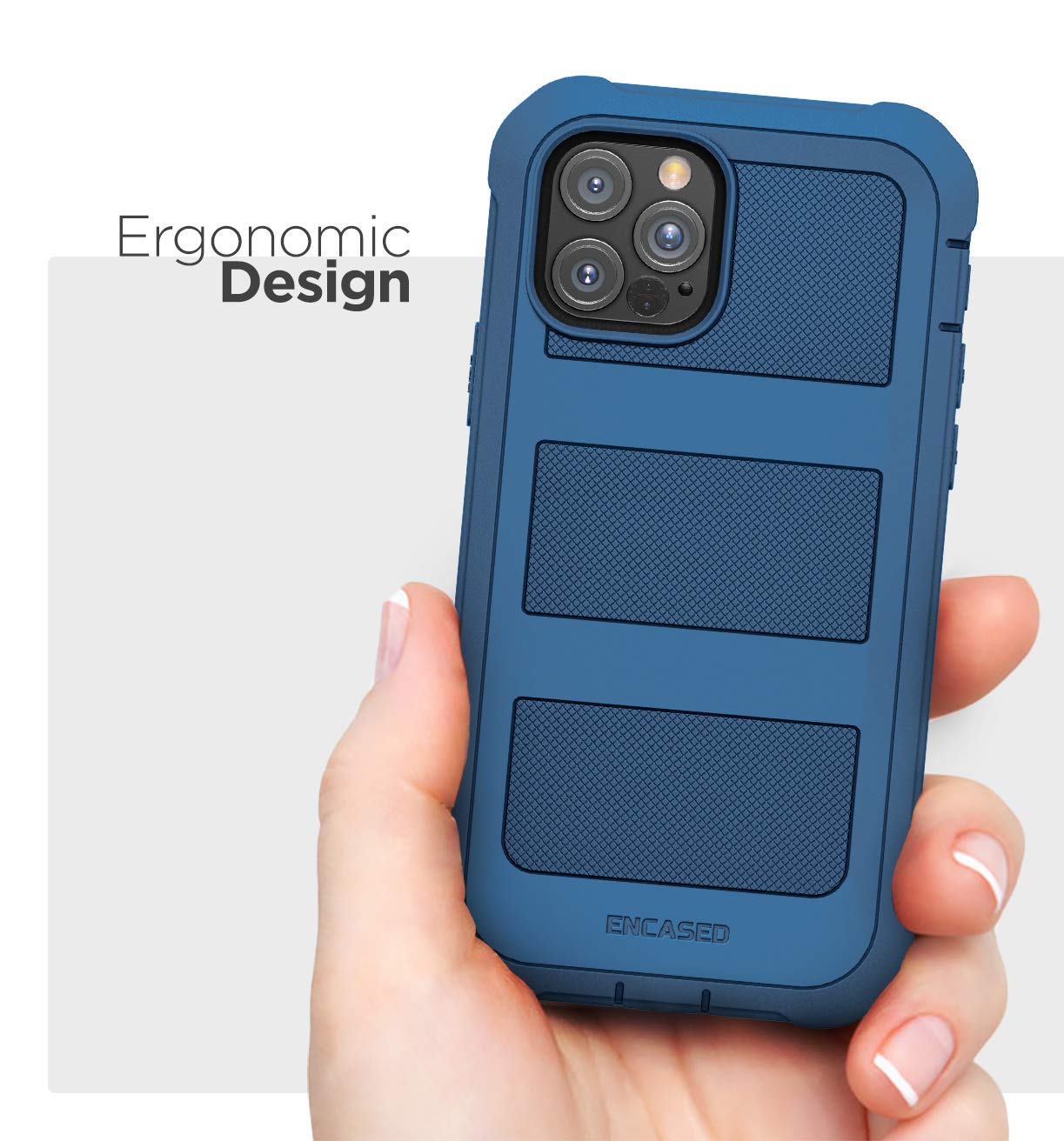 Encased Falcon Armor iPhone 12 Pro Case with Built-in Screen Protector | Shockproof Full Body Protection Cover | Blue | Perfect for Outdoor Activities, Travel & Daily Use