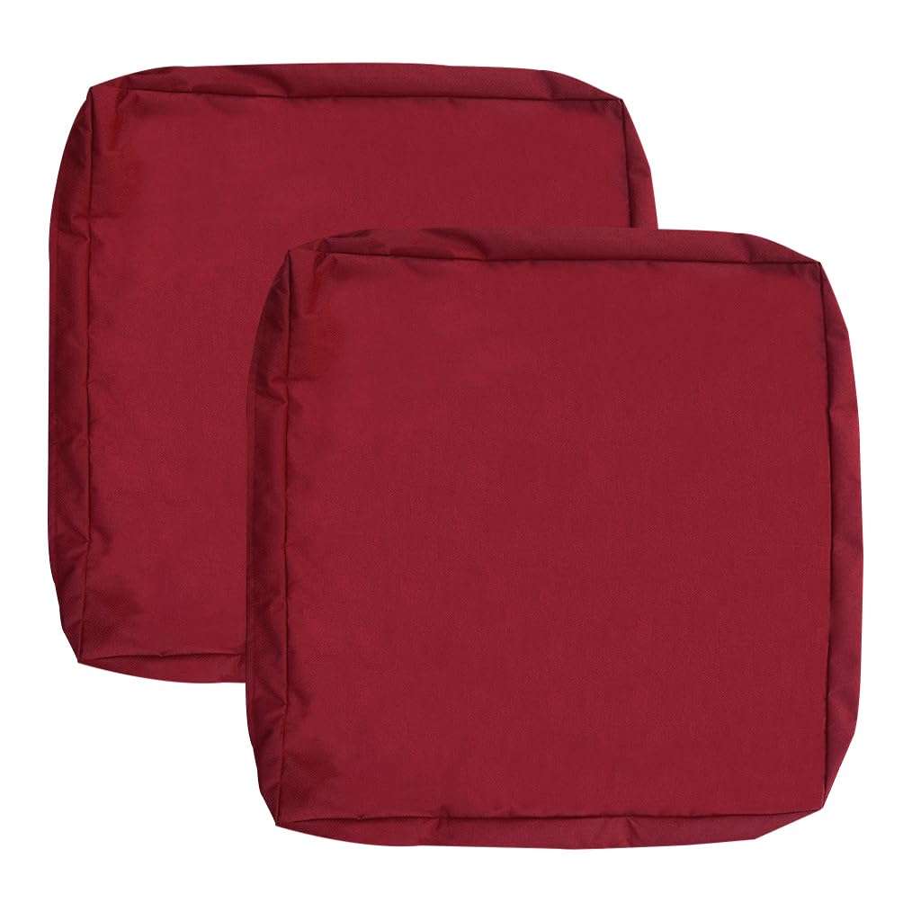 Oslimea 24x24x4 Inch Waterproof Outdoor Patio Cushion Covers - 2 Pack Washable Replacement Slipcovers for Sofa, Couch & Chair - Indoor/Outdoor Furniture Protector (Red) - Perfect for Backyard, Deck, Poolside & Patio Furniture