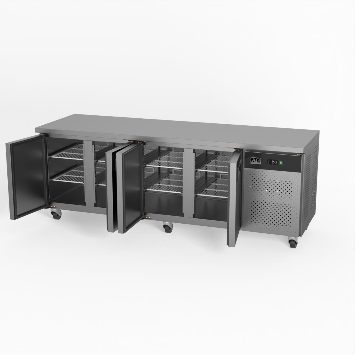 Commercial Refrigerator 4 Door Under Counter Fridge - Heavy Duty Stainless Steel Worktop Freezer for Restaurant, Bar, Kitchen & Food Service Business