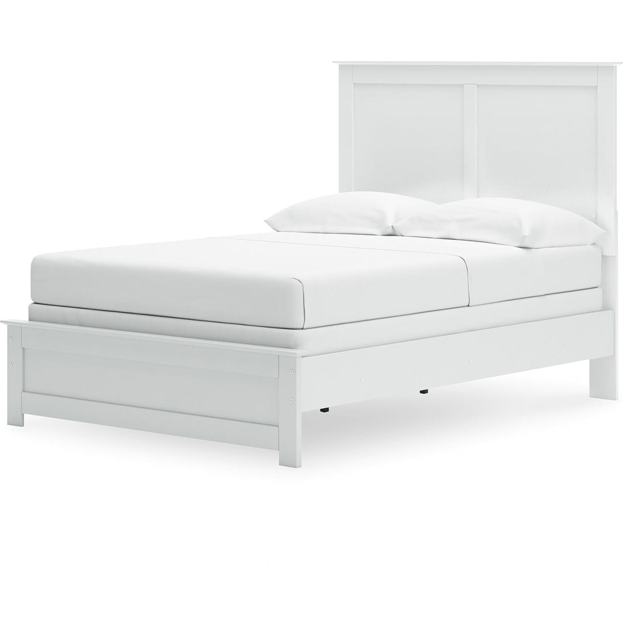 Bostwick Shoals Panel Bed - Queen Size White Wooden Bed Frame with Upholstered Headboard | Perfect for Modern Bedroom, Guest Room & Master Suite