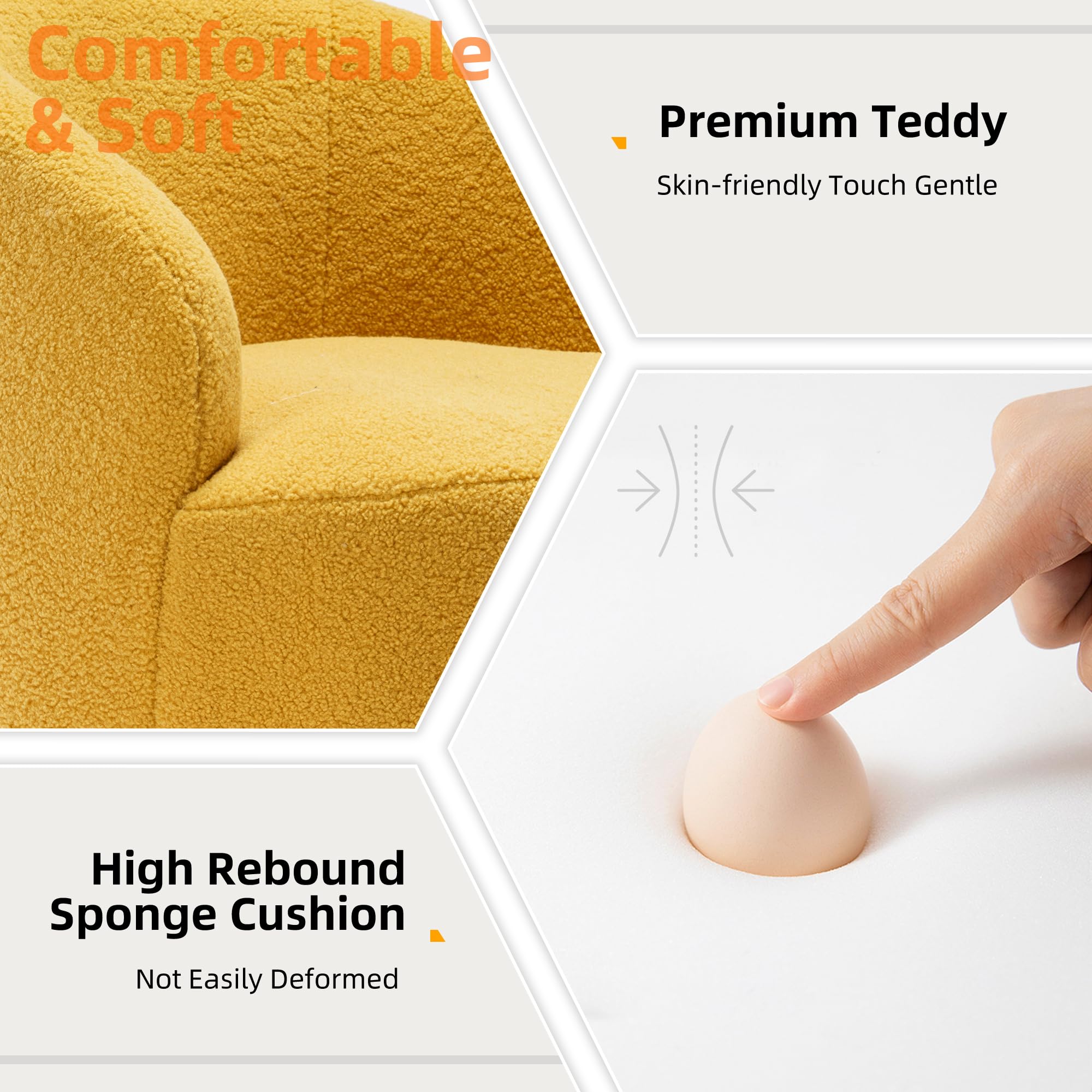Homtique Small Swivel Barrel Chair - 360 Degree Rotating Comfy Round Club Chair with Boucle Fabric for Living Room, Bedroom, Apartment & Hotel (Teddy Yellow) | Perfect Accent Chair for Lounge, Reading Nook or Office Space