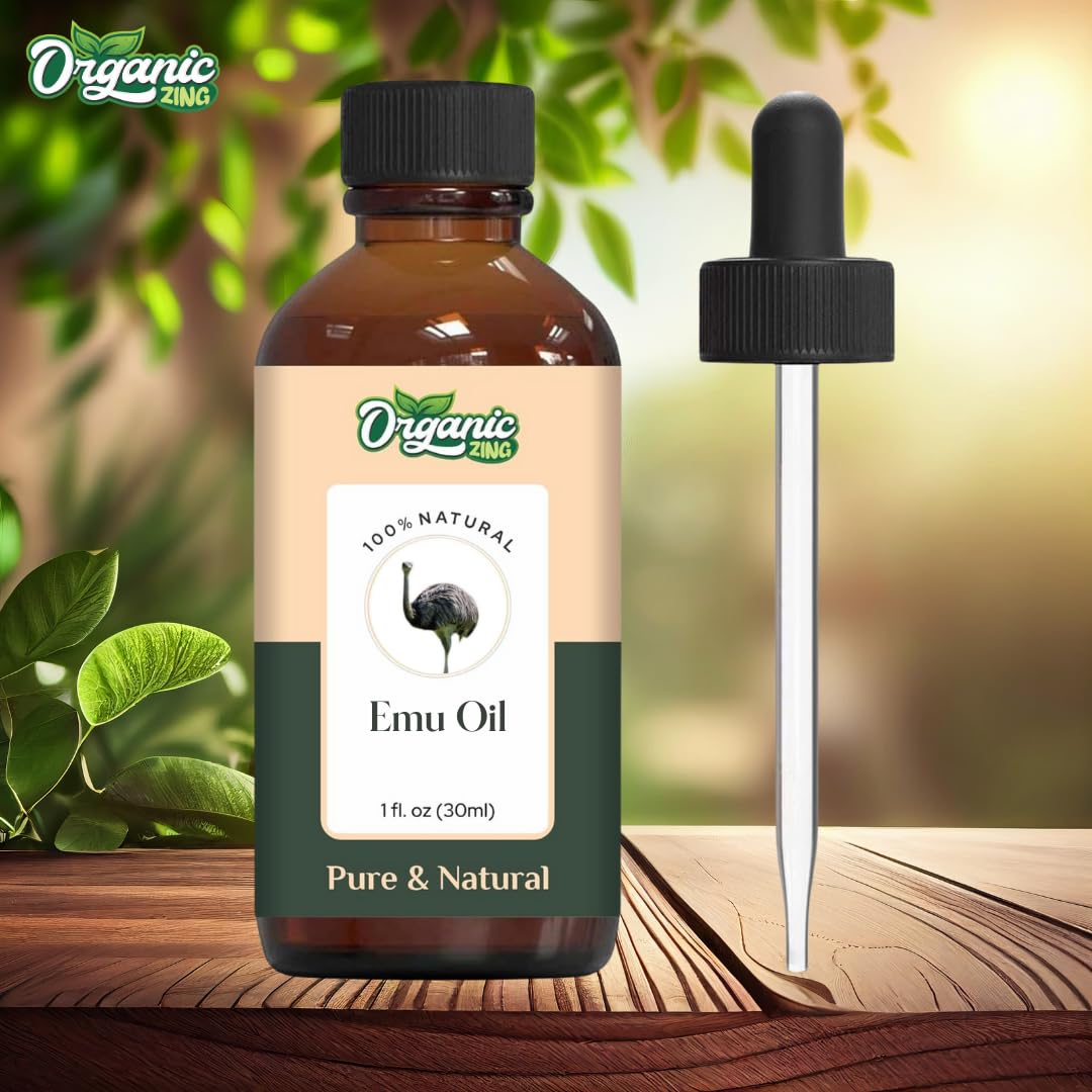 Pure Organic Emu Oil (Dromaius Novaehollandiae) - 100% Natural Carrier Oil for Skin Care, Hair Growth & Massage Therapy - 30ml/1.01fl oz - Perfect for Dry Skin Relief, Anti-Aging & Joint Pain Relief