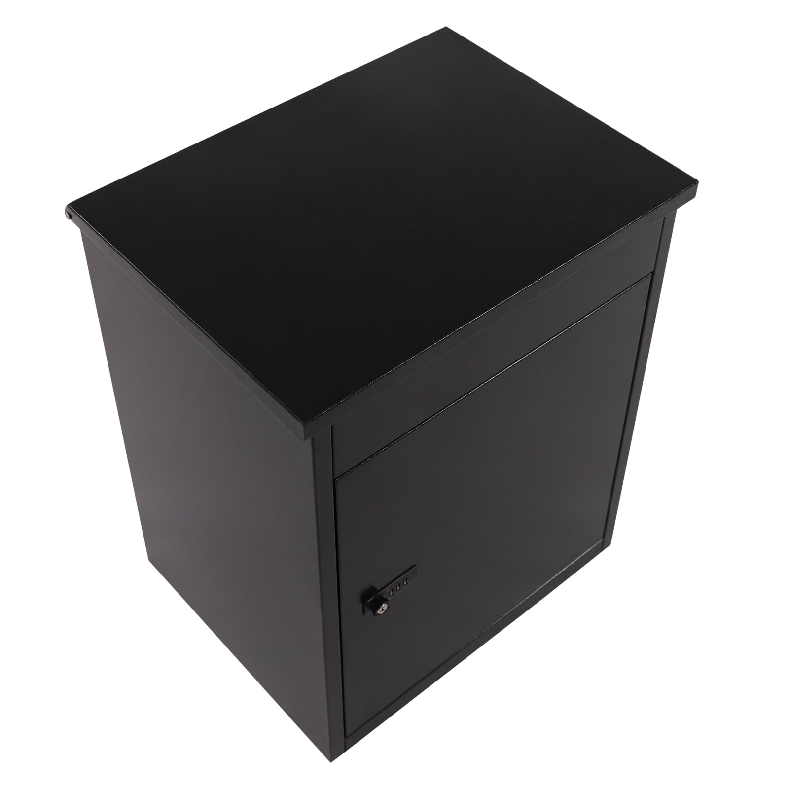 16.13x13x22in Wall Mounted Anti-Theft Parcel Drop Box with Code Lock - Large Outdoor Package Delivery Mailbox for Secure Shipping (Black) - Perfect for Porch, Front Door & Apartment Building Deliveries