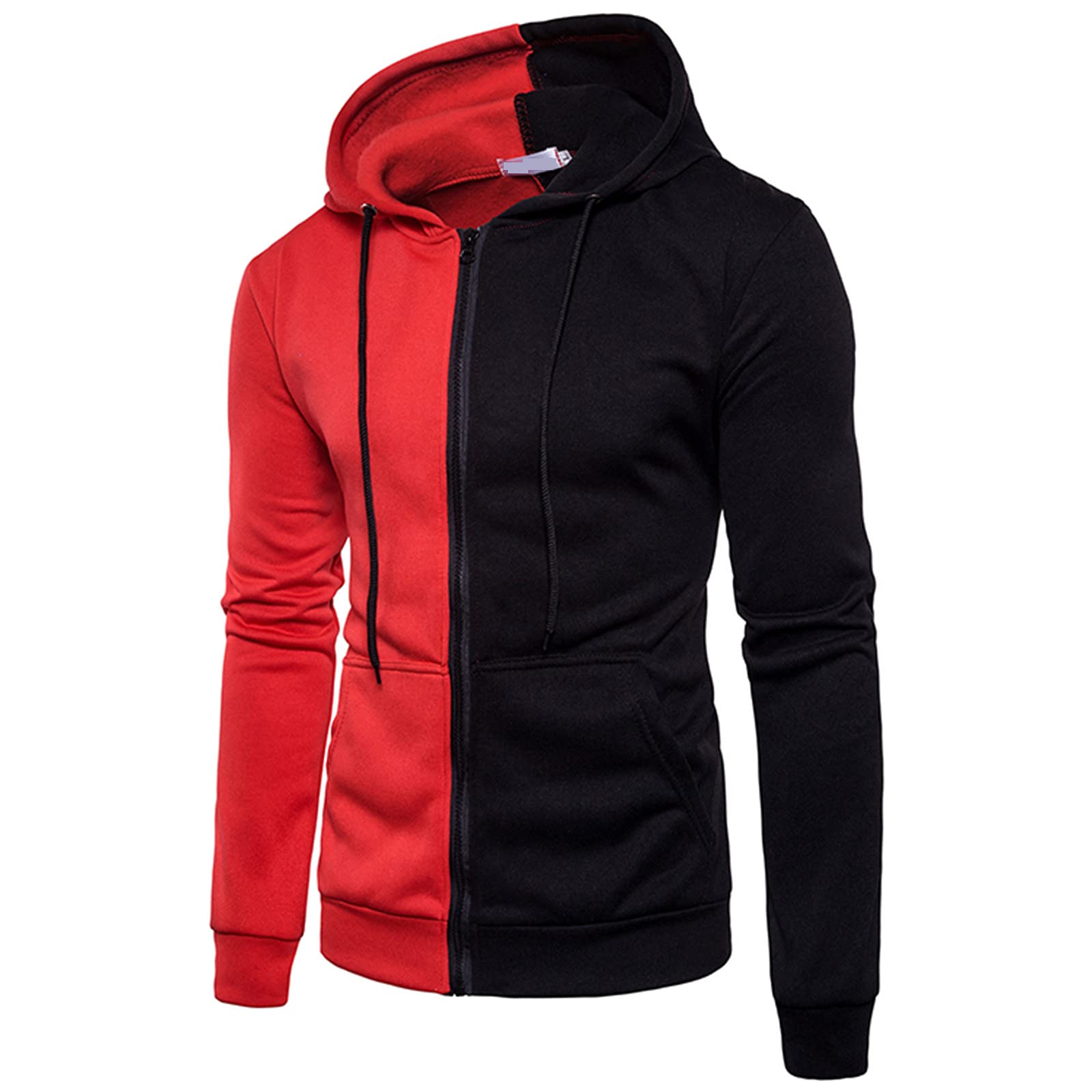 Men's Running Jacket - Lightweight Varsity Hooded Windbreaker with Zipper for Outdoor Jogging & Athletic Training | Breathable Long Coat for Men in Boho Style