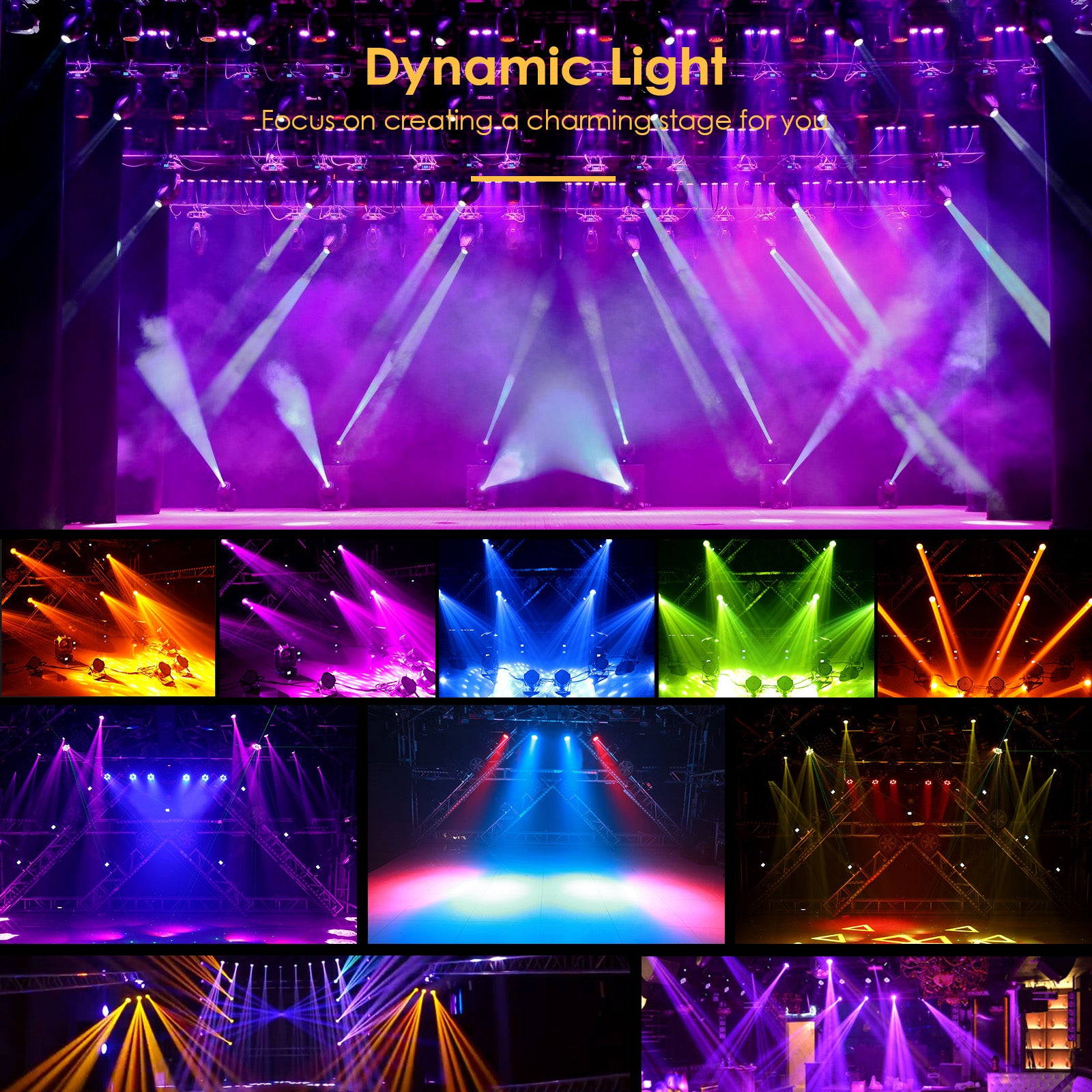 1/2/4 Set 7x10W Moving Head Stage Light - 70W 7 LED RGBW DMX DJ Disco Lighting for Party, Club, Concert and Stage Performances