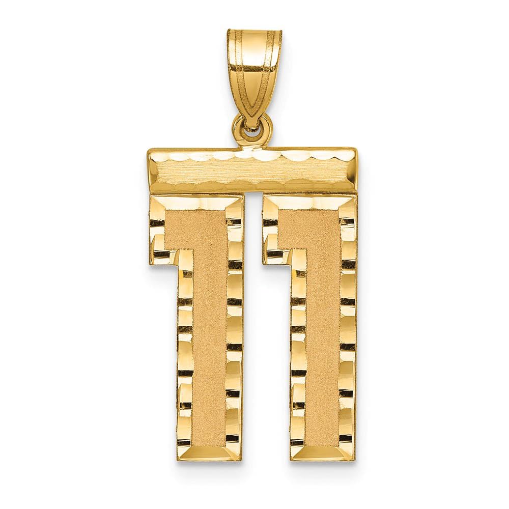 The Black Bow 14k Yellow Gold Varsity Collection Large D/C Pendant Number 11 - Perfect for Sports Fans & Graduation Gifts
