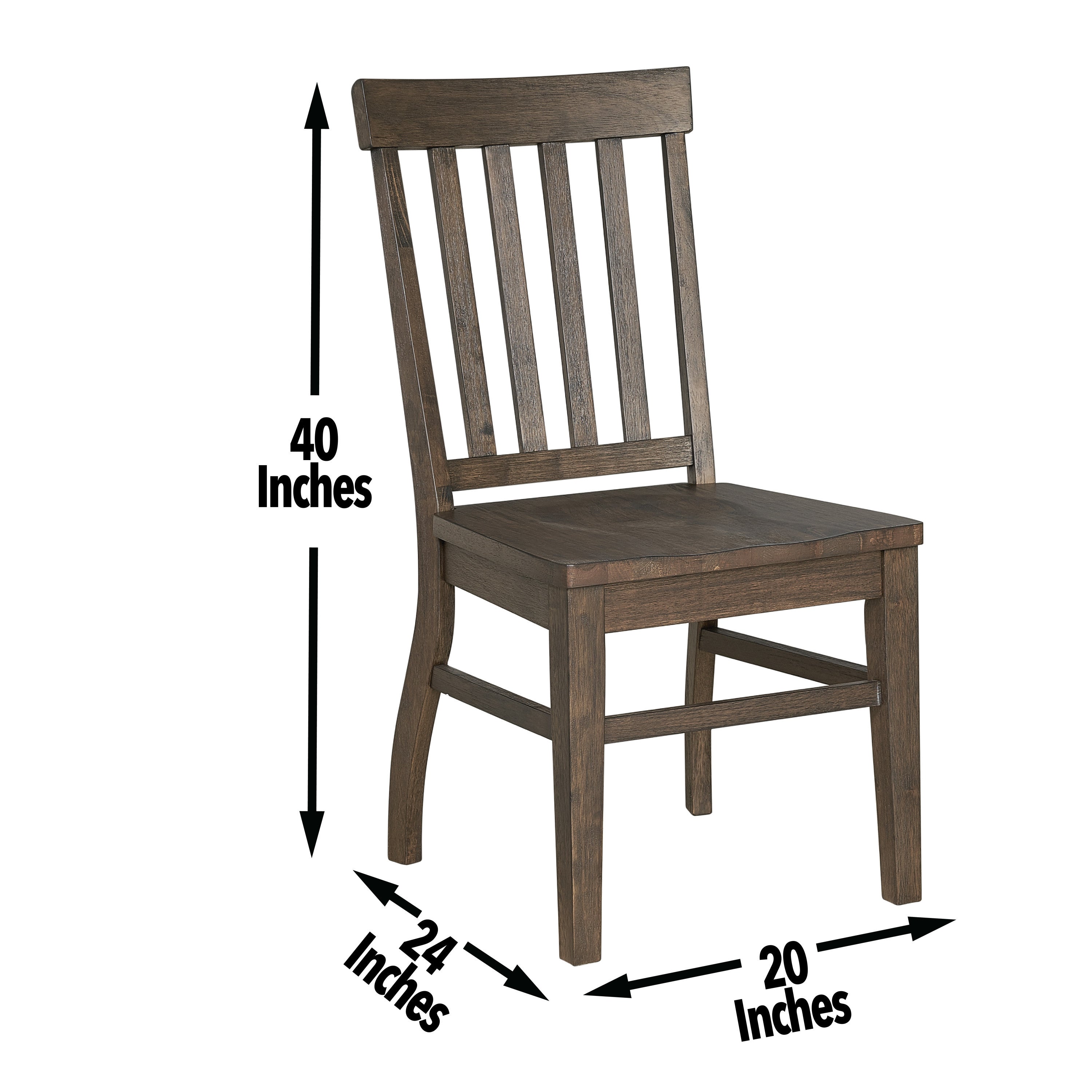 Dark Oak Side Chair Set of 2 - Solid Wood Farmhouse Dining Chairs with Distressed Finish & Comfortable Scooped Seat - Perfect for Kitchen, Dining Room, and Farmhouse Decor