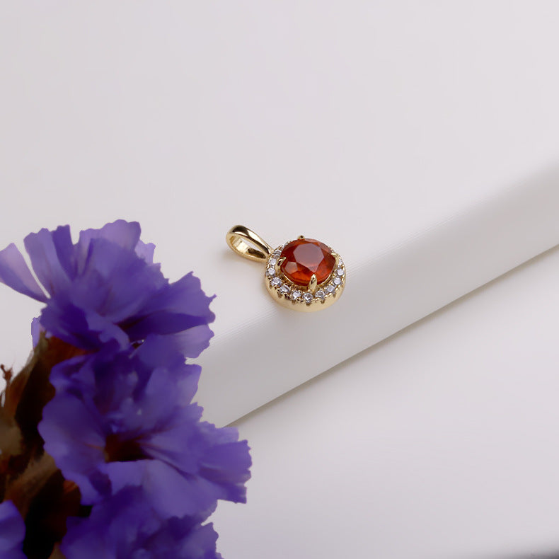 Spessartine Garnet Red Halo Birthstone Pendant Necklace & Charm | January Birthstone Jewelry | Perfect for Valentine's Day Gifts & Anniversary Presents | TB1650