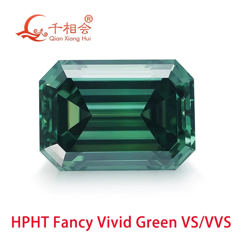 HPHT Lab-Grown Diamond - 0.5ct & 1.6ct Fancy Vivid Green Emerald Cut - VVS/VS Clarity - GEMID Certified Loose Stone for Jewelry Making & Engagement Rings