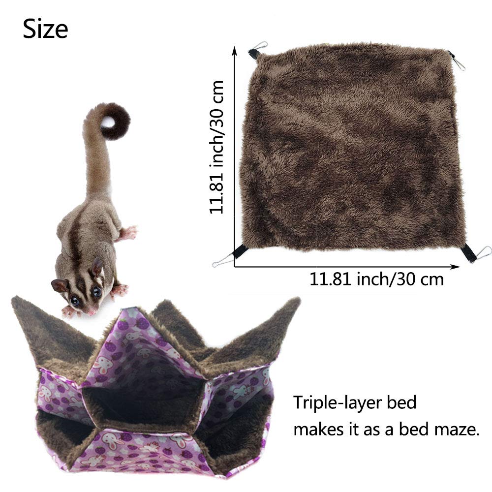 Oncpcare Small Pet Cage Hammock - Triple Bed for Sugar Gliders, Rats, Guinea Pigs | Cozy Ferret Tunnel & Cave Bedding | Perfect for Chinchillas, Parrots, Hamsters | Ideal for Cage Accessories & Small Animal Comfort