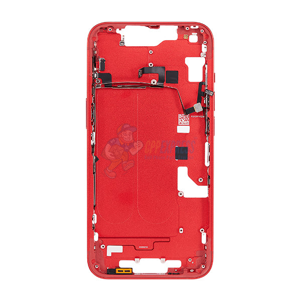 Original iPhone 14 Mid Frame Housing Replacement - Includes Power/Volume Buttons, Back Glass with Steel Plate & Wireless Charging Flex Cable (Red) | Perfect for DIY Repairs, Phone Restoration & Wireless Charging Compatibility