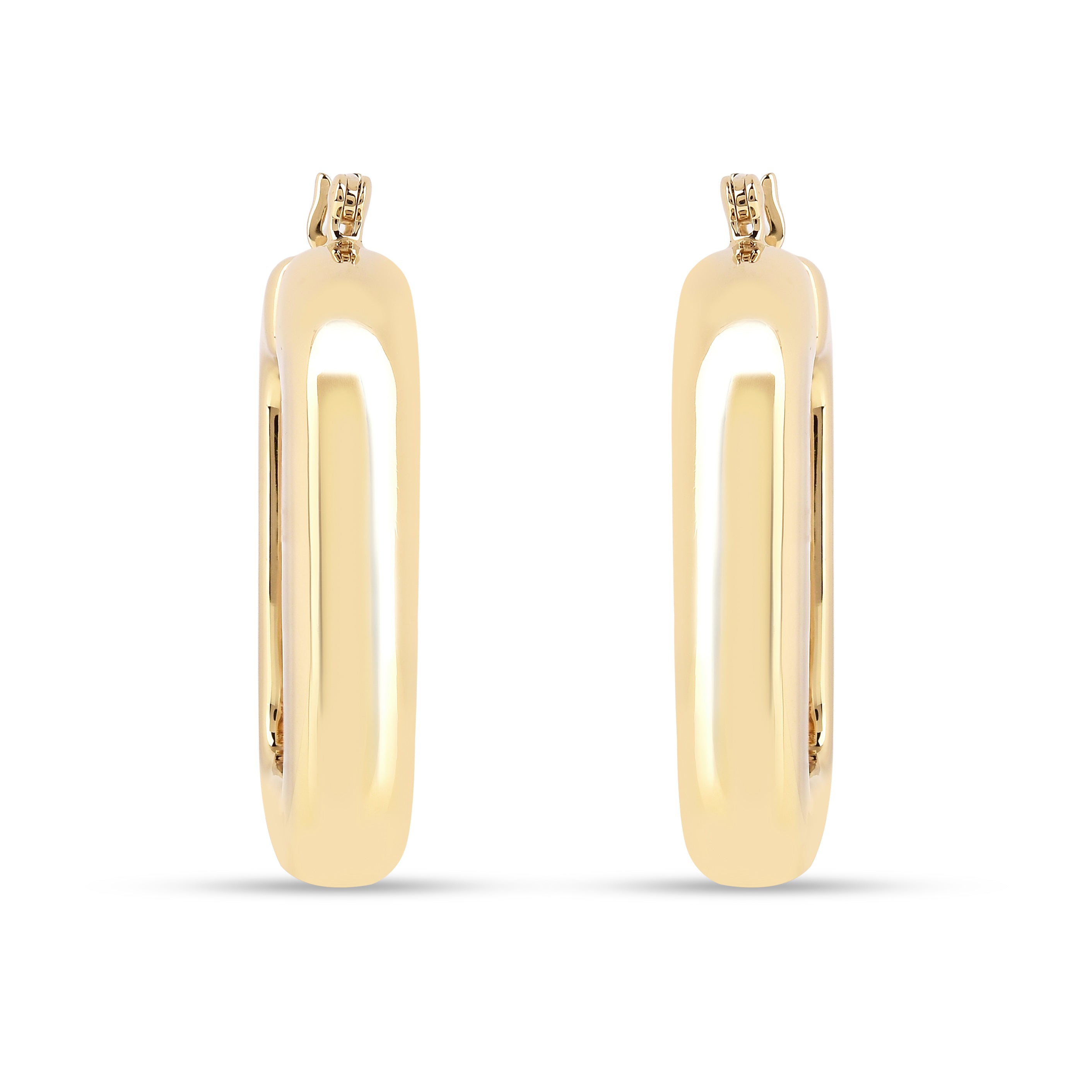 18K Gold Vermeil Rectangular Hoop Earrings for Women - Elegant Minimalist Dangle Earrings for Everyday Wear, Date Night & Special Occasions