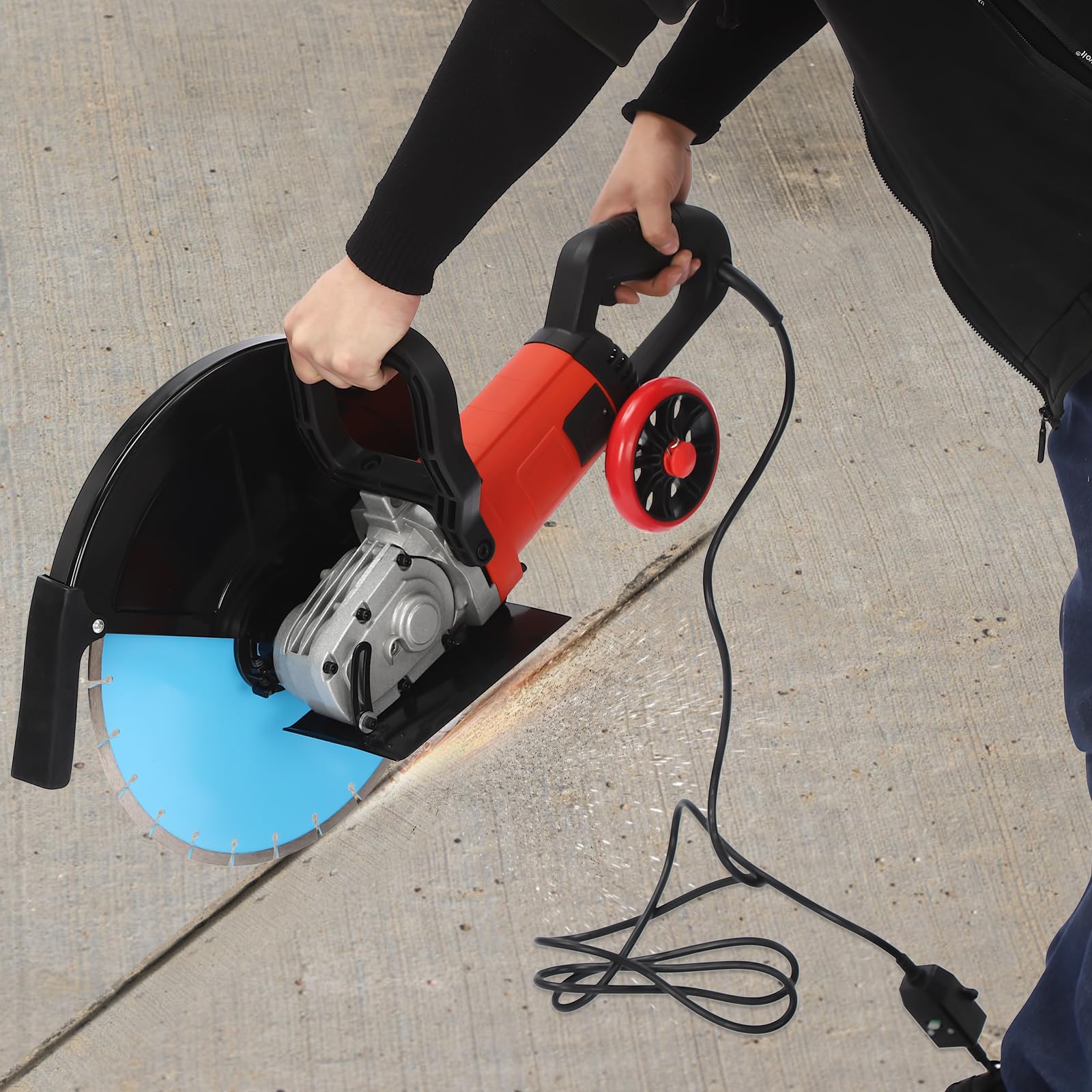 4000W Electric Concrete Saw with Water Fed Dust Suppression - 3000rpm Masonry Circular Saw for Cutting Stone & Granite - Includes 14