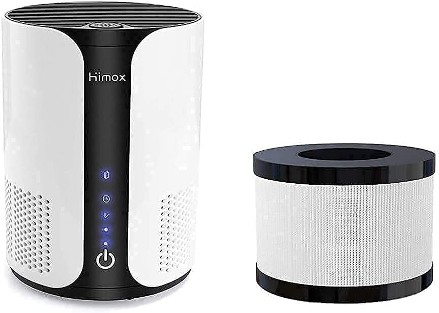 HIMOX AP01 Compact Air Purifier for Bedroom - True HEPA H13 Medical Grade Filter Included + Extra Replacement Filter | Quiet Air Cleaner for Allergies, Dust, Pet Dander | Perfect for Small Rooms, Nursery, Office & Home Use